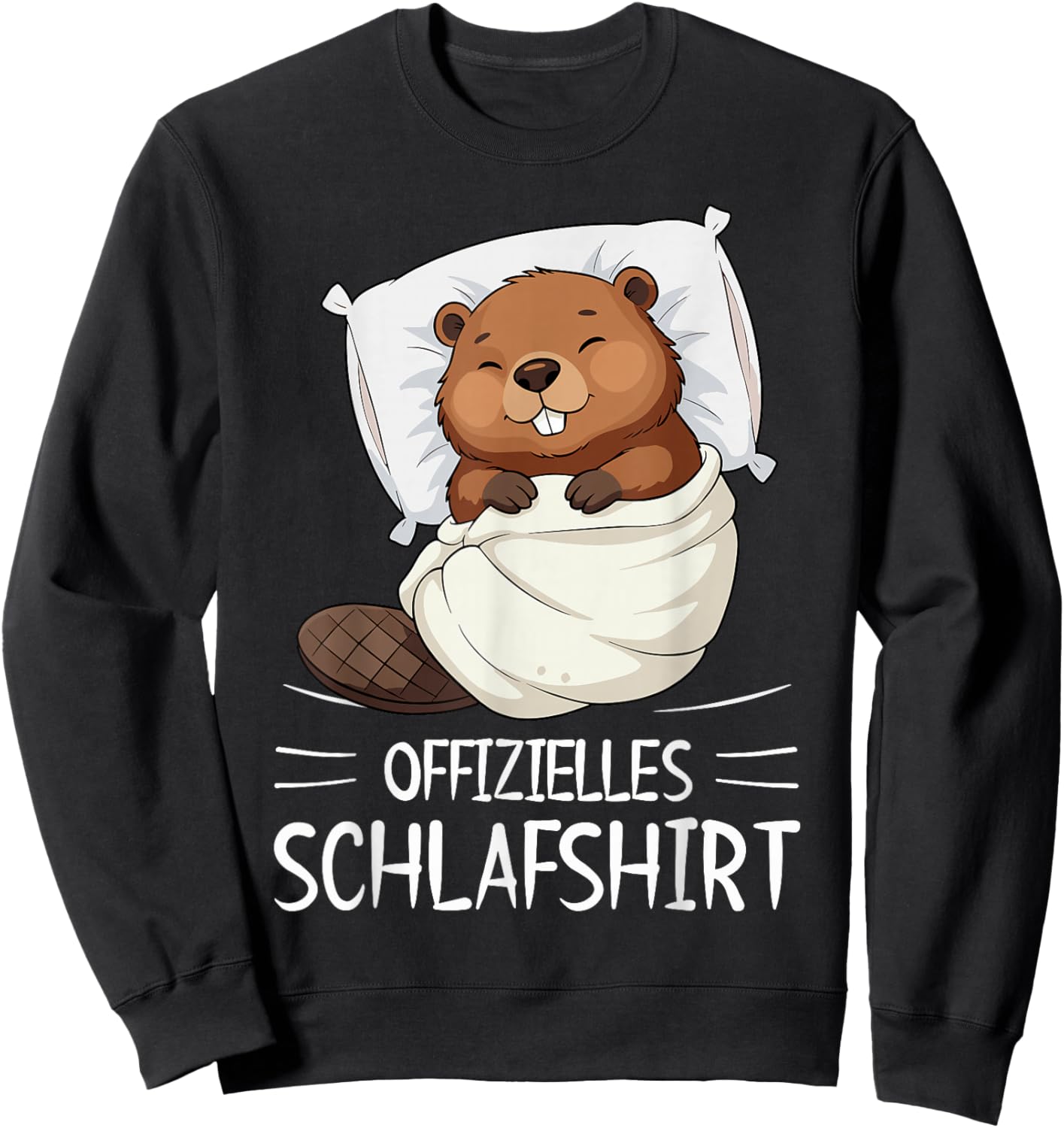 Offizielles Schlafshirt Biber Pyjama Schlafanzug Sweatshirt - Sweatshirt | Black