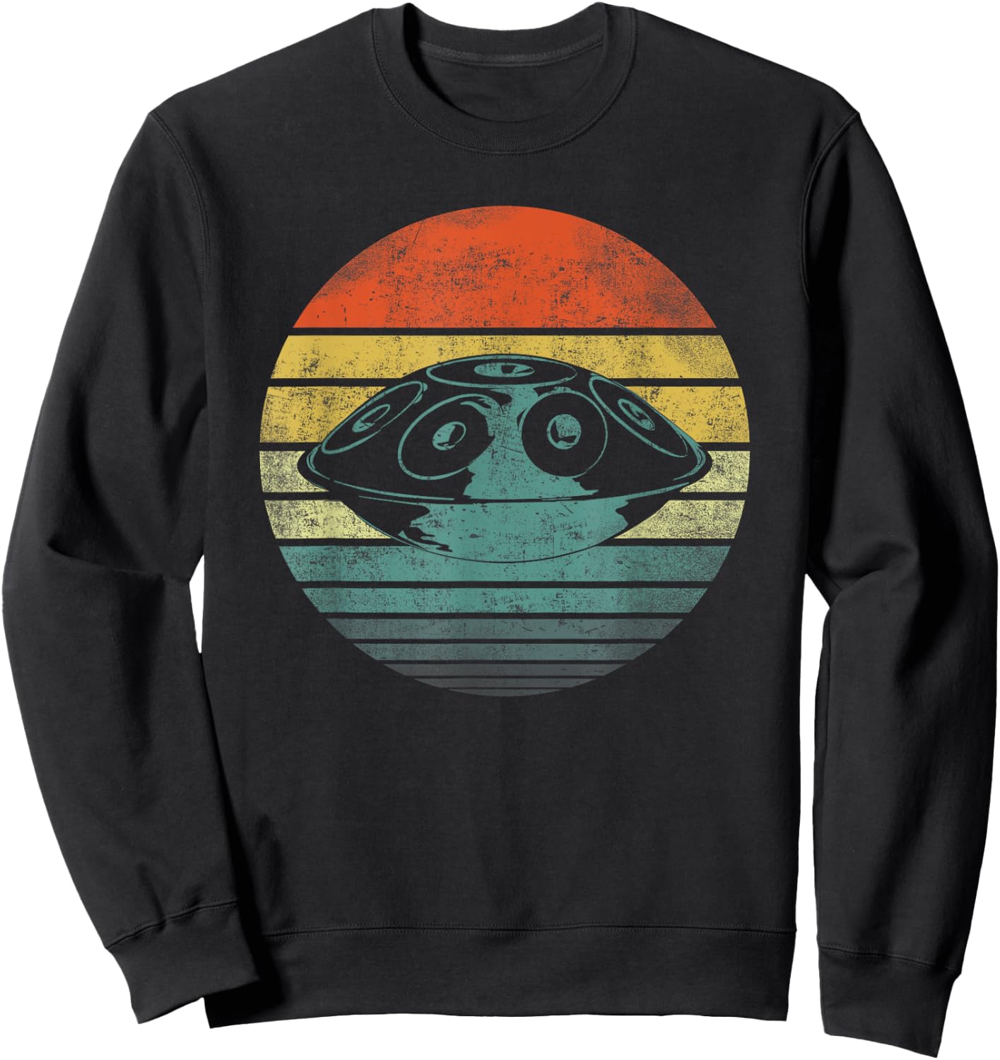 Handpan Hang Drum Musik Yoga Relax Sunset Retro Sweatshirt - Sweatshirt | Black