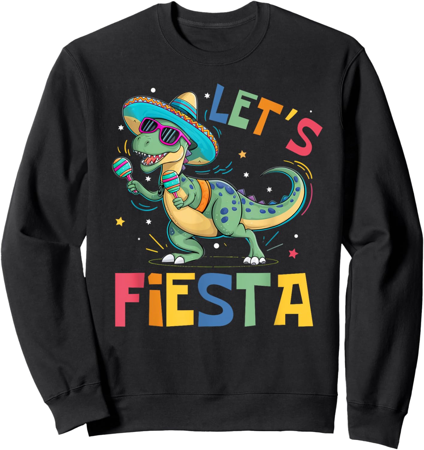 Let's Fiesta Trex Funny Cinco De Mayo Dinosaur Boy Girl Kids Sweatshirt - Sweatshirt | Black