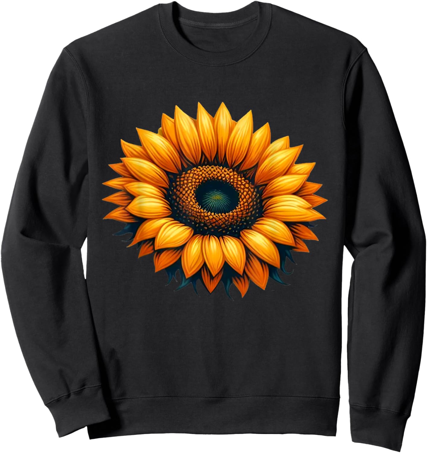 Elegance Sunflower Serenade Vintage Blossom Sweatshirt - Sweatshirt | Black