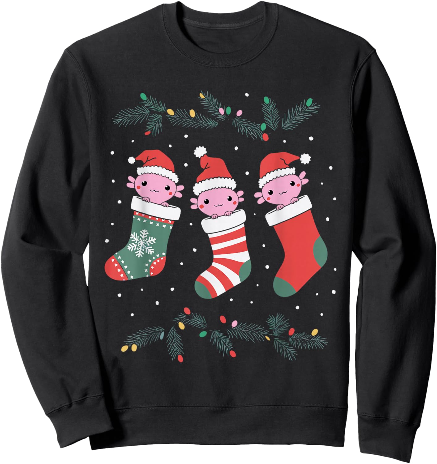 Adults -Kids Axolotl Christmas Black Small Sweatshirt - Sweatshirt | Black