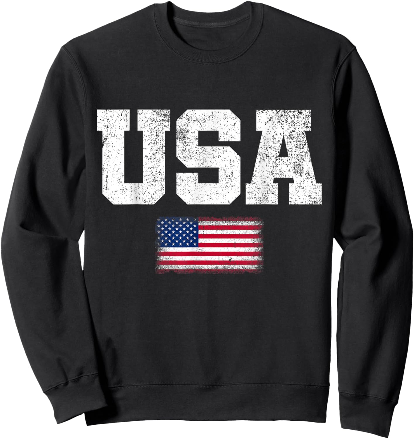USA Men Women Patriotic American US Flag July 4th Sweatshirt - Sweatshirt | Black