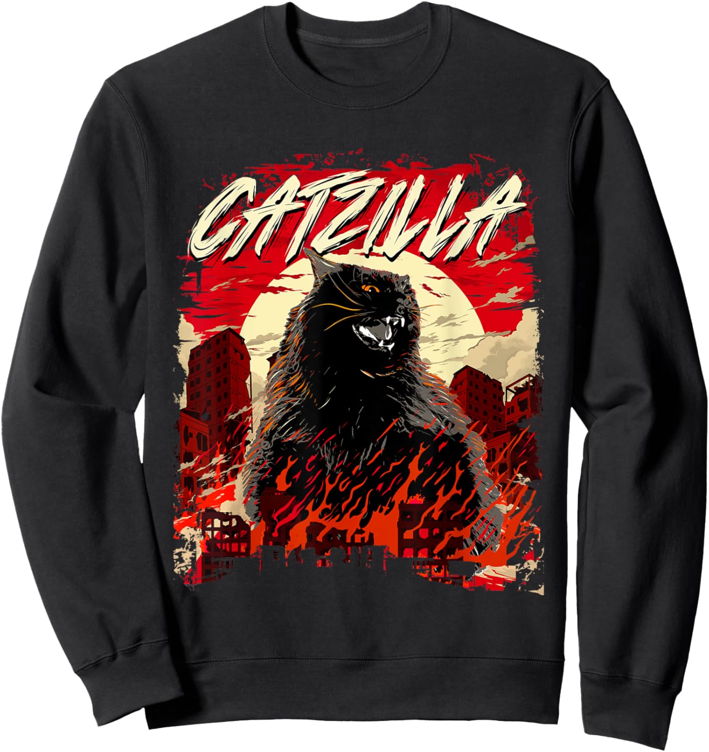 Catzilla - Cat Lover Kitten Owner Kitty Women Girls Kids Sweatshirt - Sweatshirt | Black
