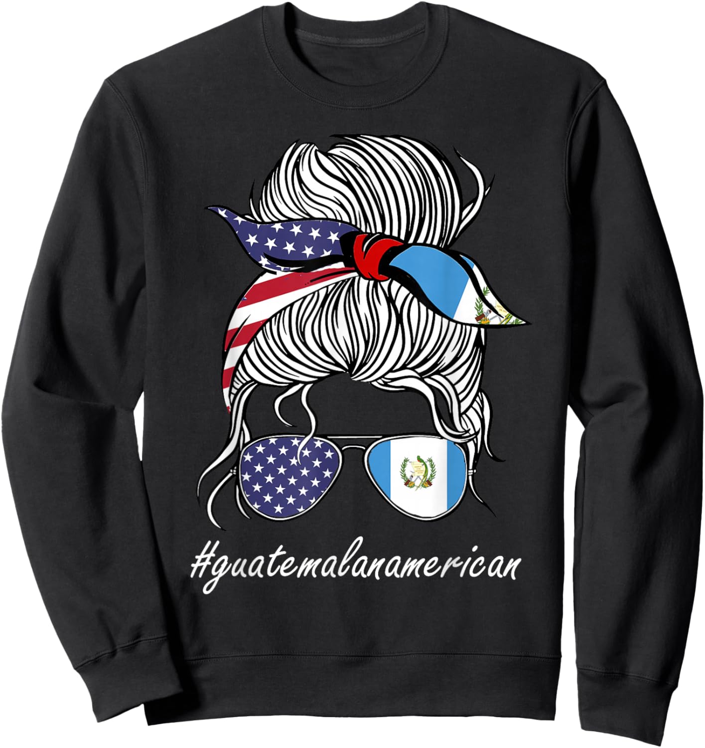 Guatemala Heritage American Grown Women Girl Guatemala Flag Sweatshirt - Sweatshirt | Black