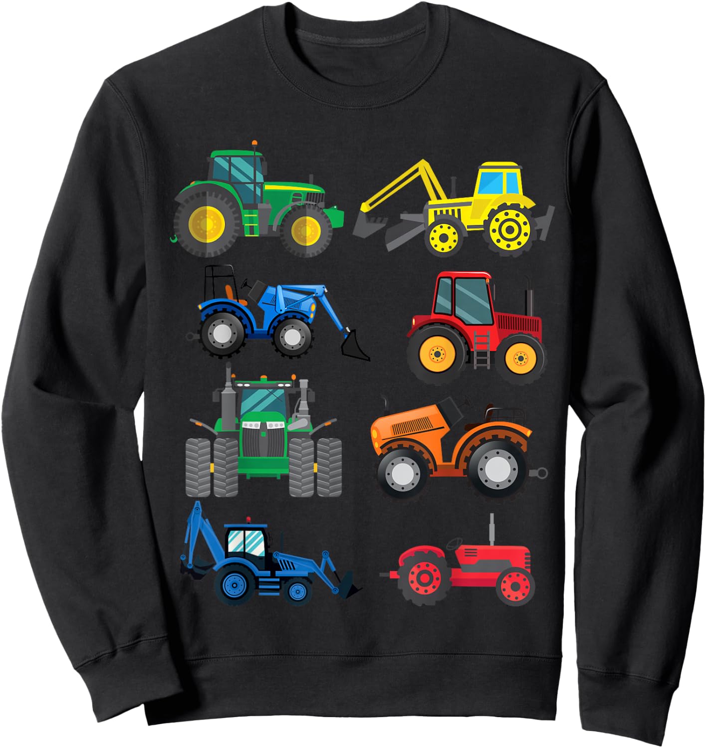 Tractor with Tractors, Agricultural Machinery, Combine Harvester, Boys Sweatshirt - Sweatshirt | Black