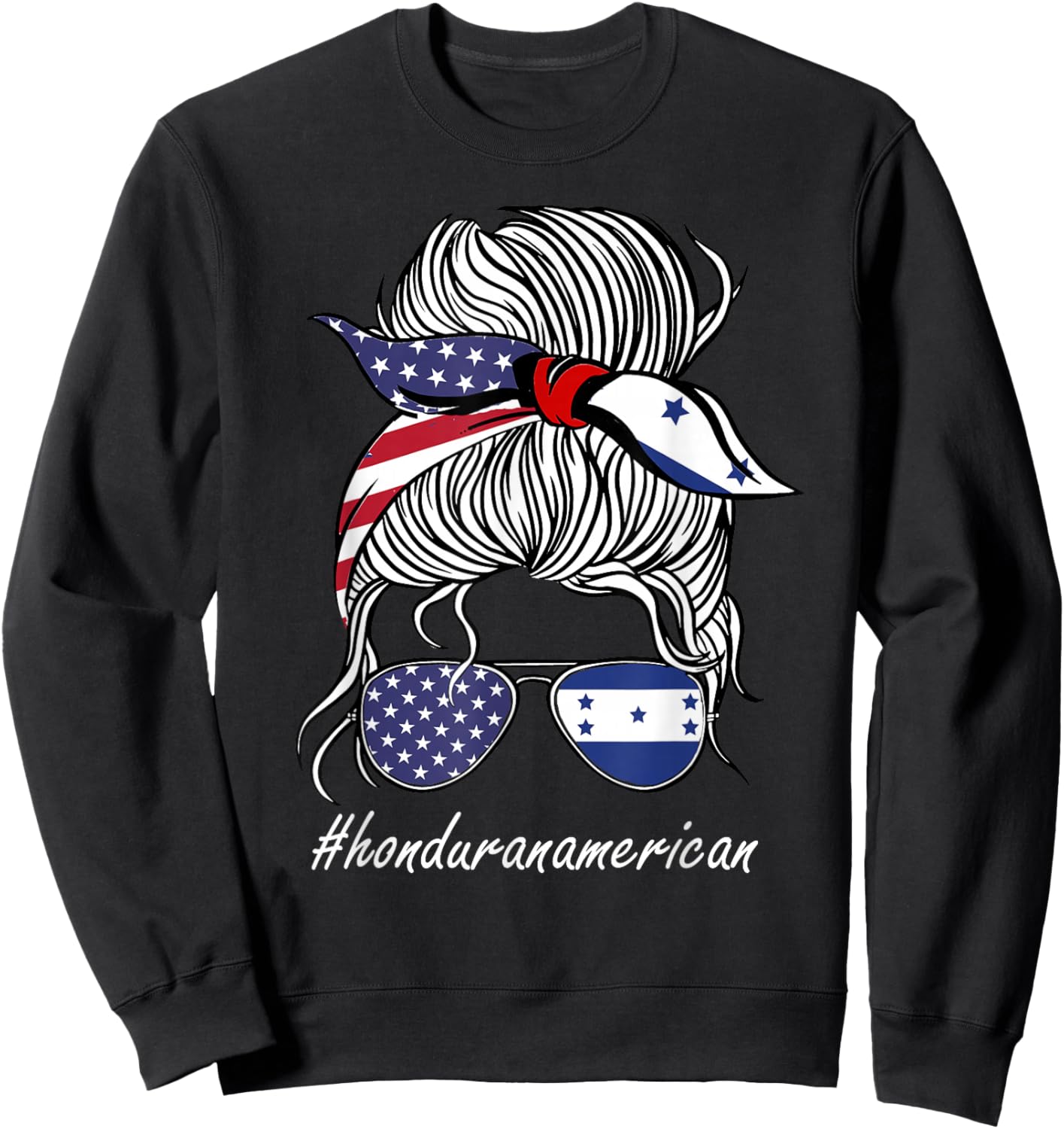 Honduras Heritage American Grown Women Girl Honduras Flag Sweatshirt - Sweatshirt | Black