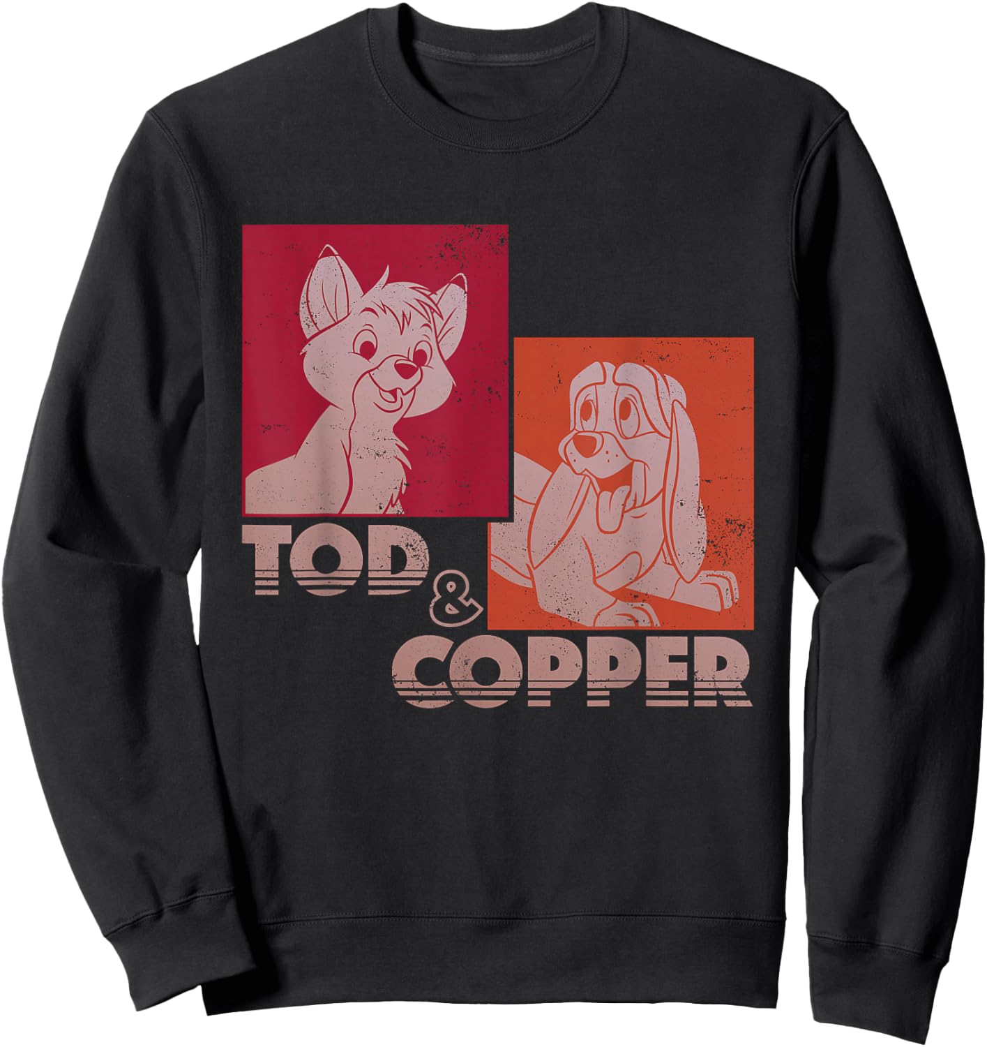 Disney The Fox and The Hound Tod & Copper Retro Small Sweatshirt - Sweatshirt | Black