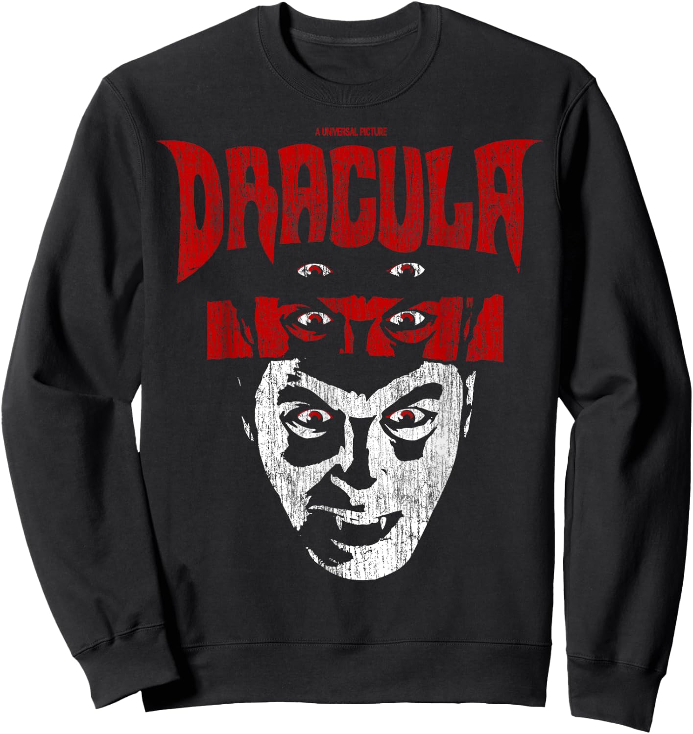Universal Monsters Distressed Dracula Portrait Logo Sweatshirt - Sweatshirt | Black