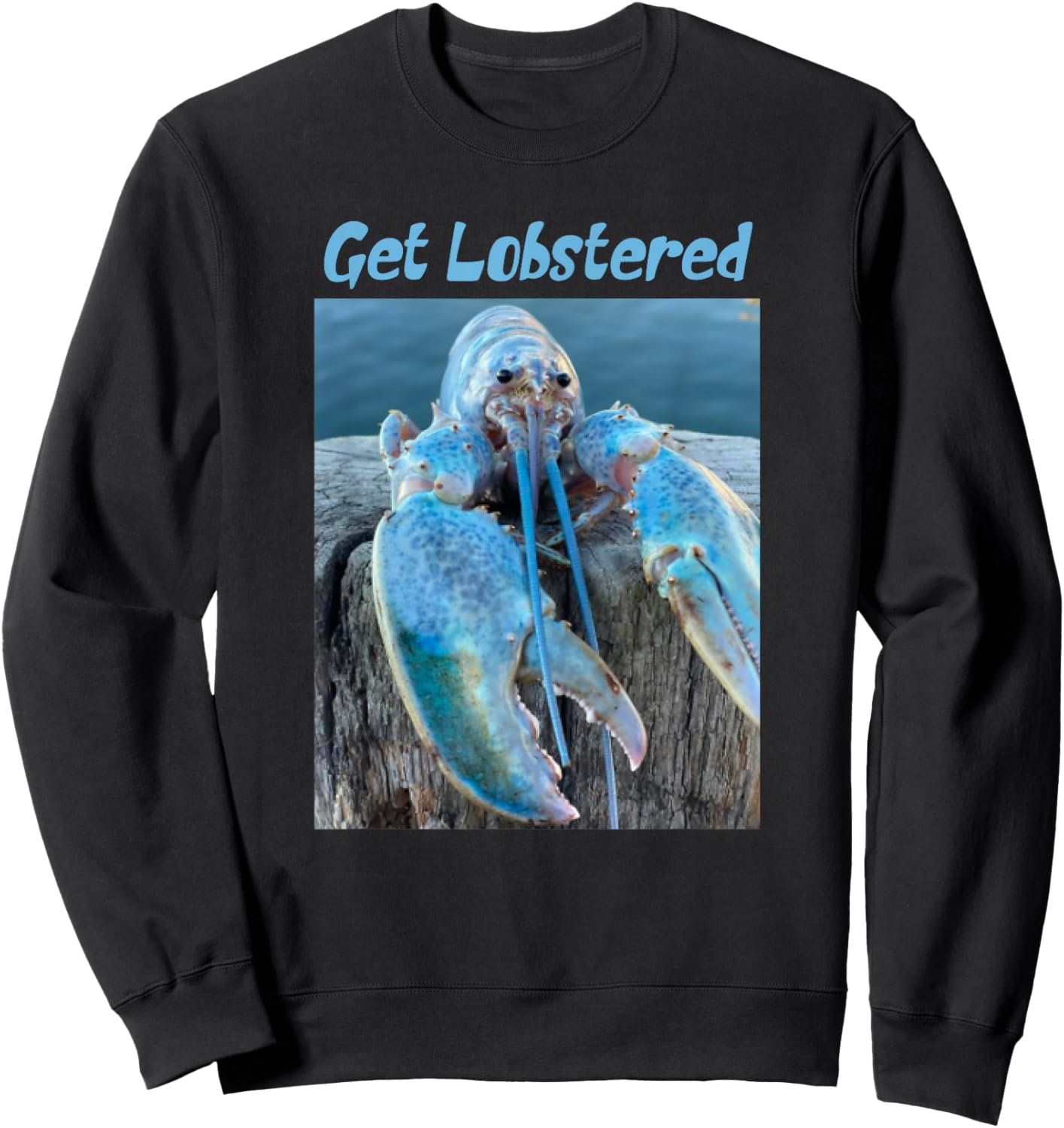 Funny Jumpscare Lobster Meme Blue Crustacean Sweatshirt - Sweatshirt | Black