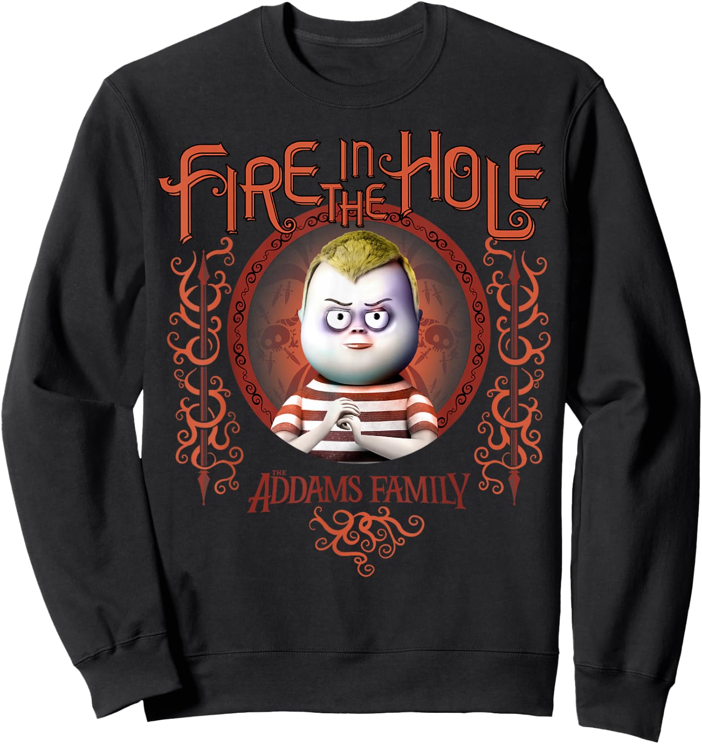 Addams Family Pugsley Addams Fire in The Hole Portrait Small Sweatshirt - Sweatshirt | Black