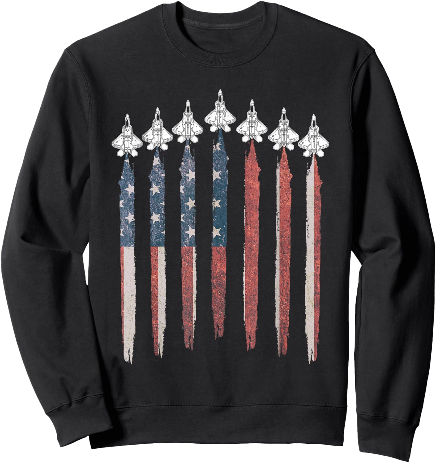 THE SALTY VETERAN F22 Raptor Fighter Jet USA Flag Airplane F-22 4th Of July Men's Black Sweatshirt - Sweatshirt | Black