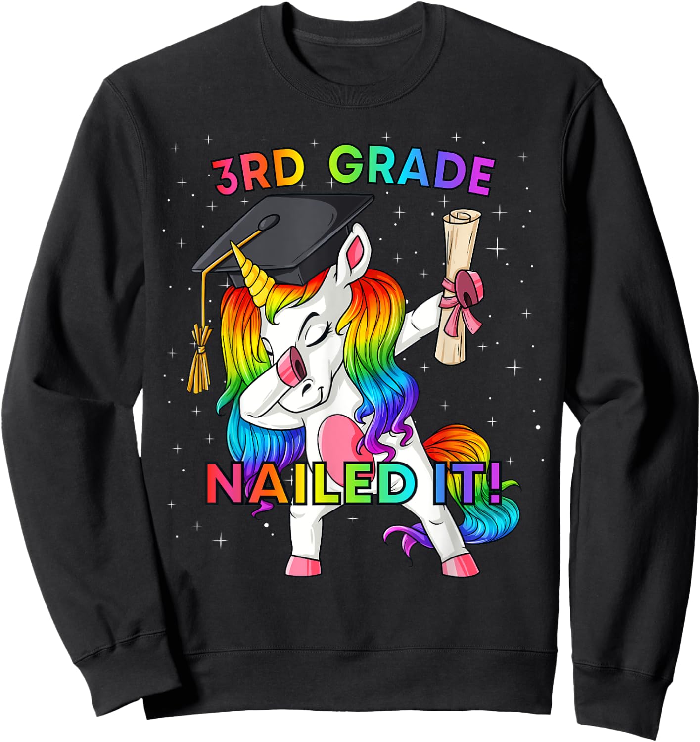 Dabbing Unicorn 3rd Grade Nailed It Graduation Girls Kids Sweatshirt - Sweatshirt | Black