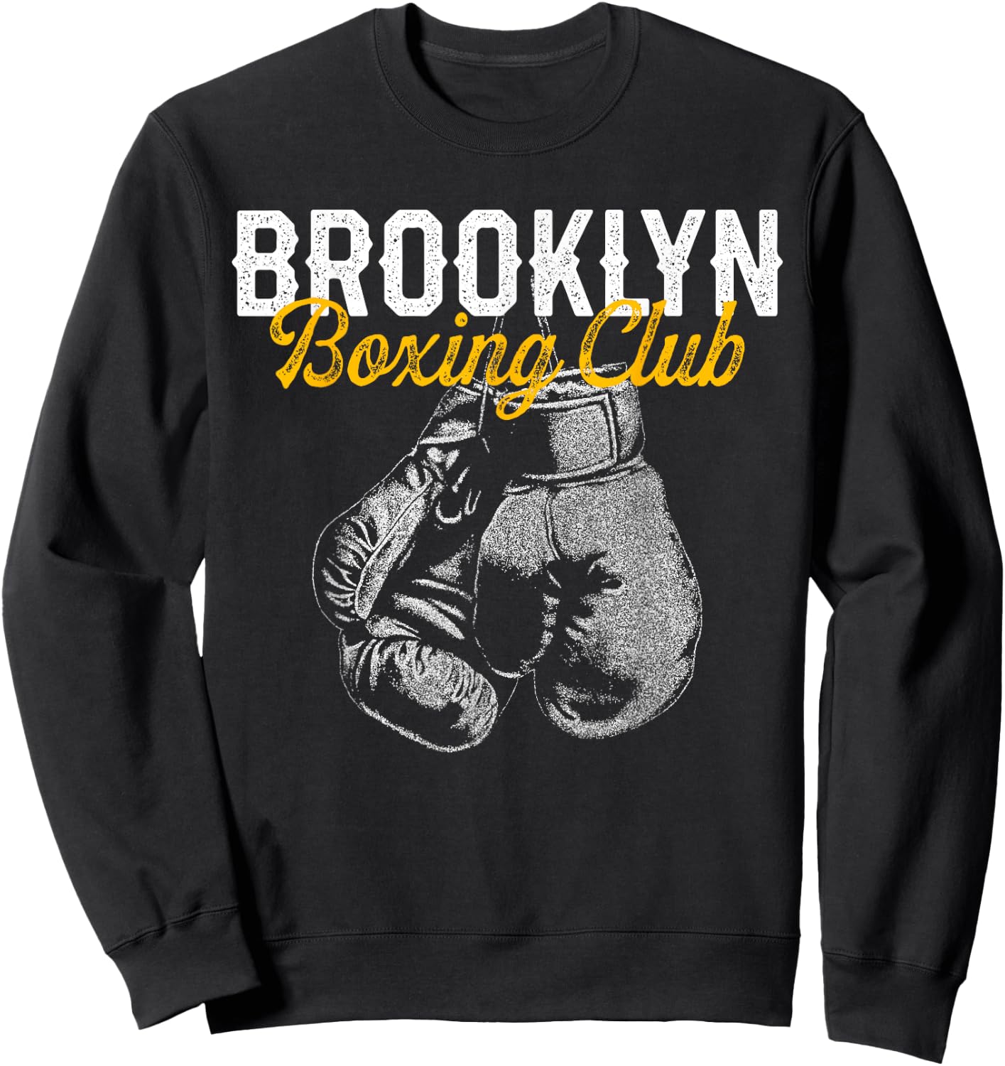 Boxer Distressed Retro Brooklyn Boxing Club Vintage Sweatshirt - Sweatshirt | Black