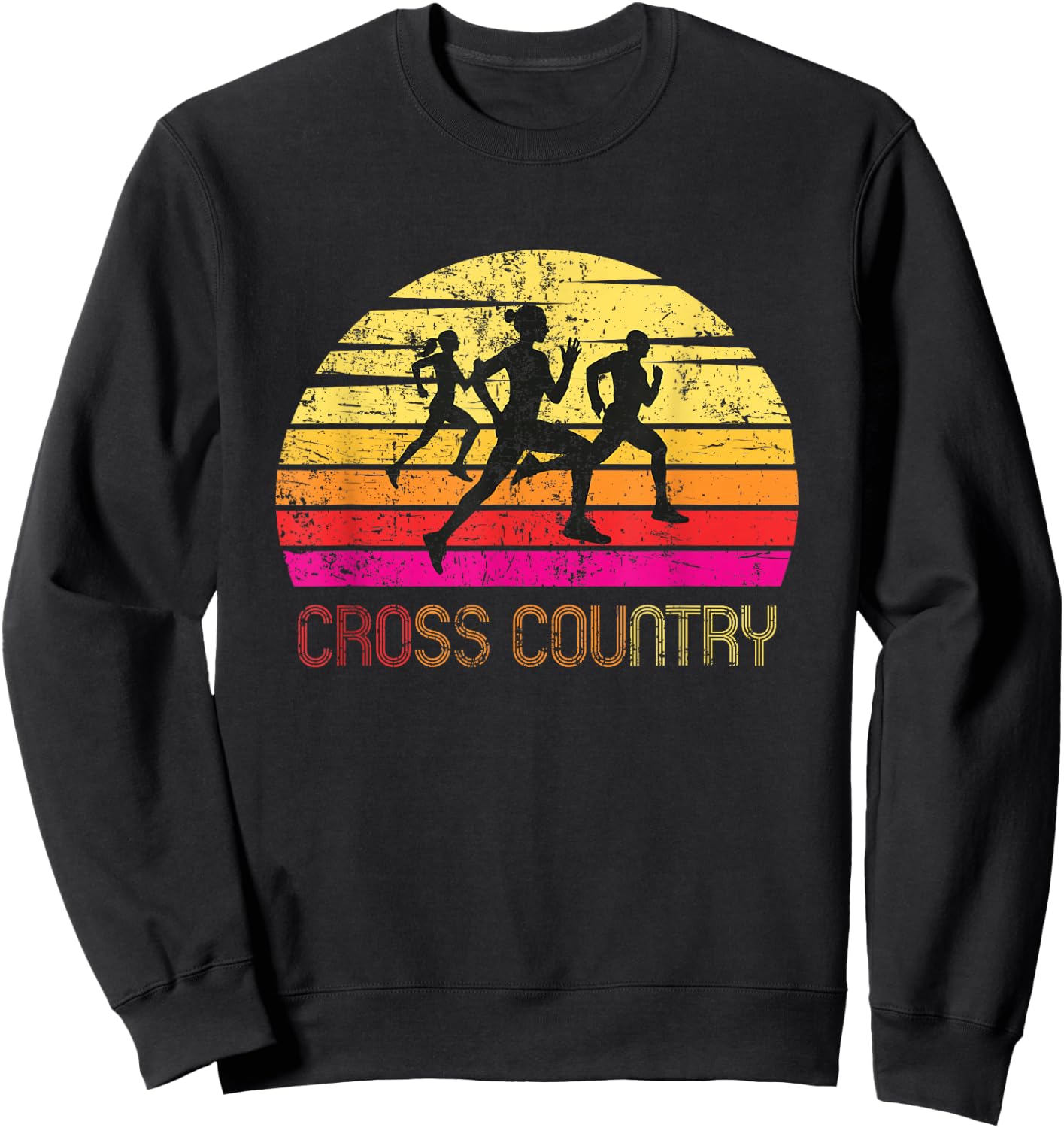 Vintage Retro Cross Country - Cross country Running Gift Sweatshirt - Sweatshirt | Black