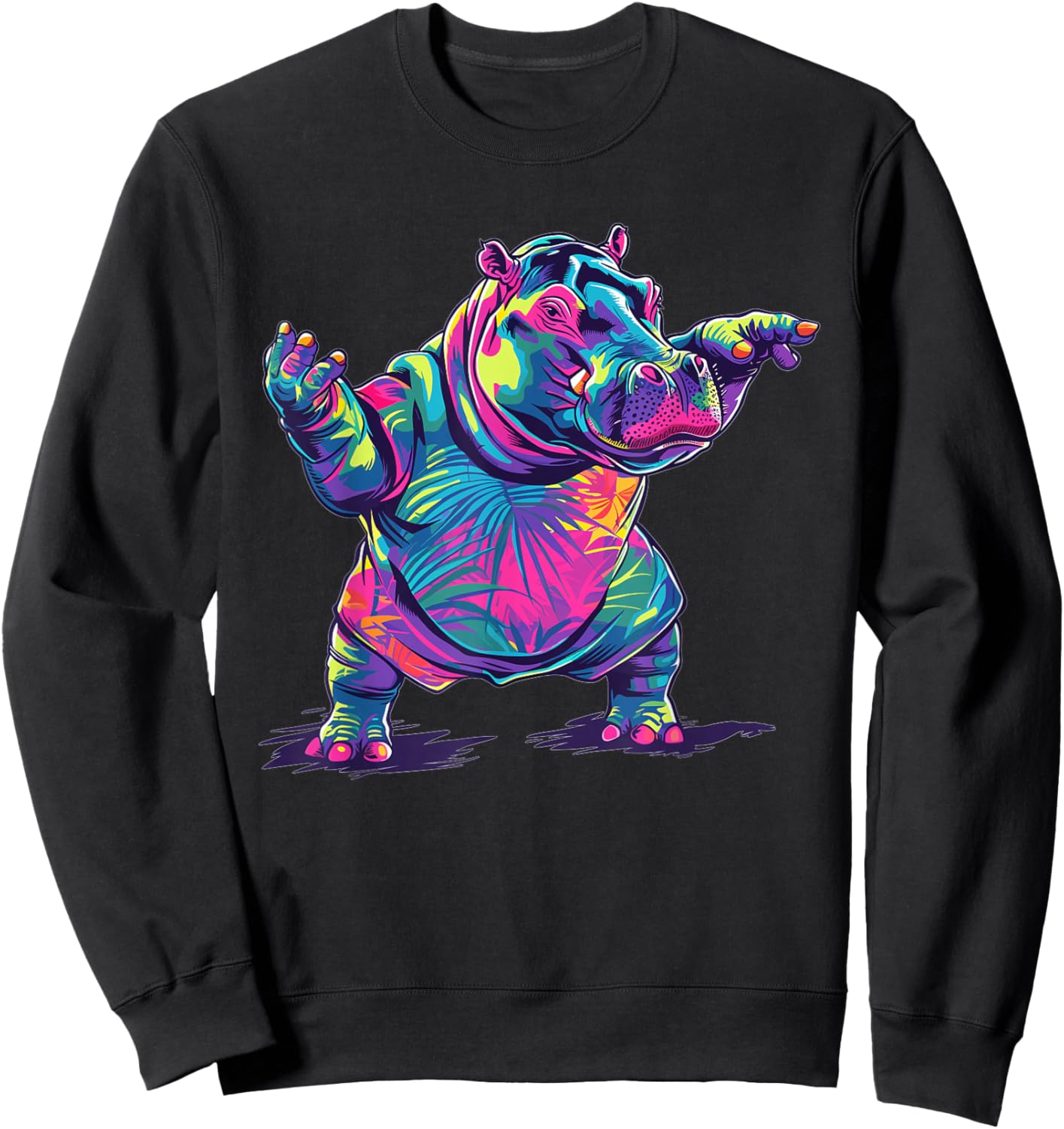 Cute Hippo Dancing Sweatshirt - Sweatshirt | Black