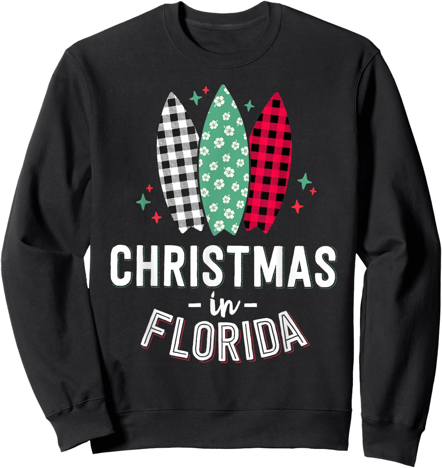 Christmas in Florida Family Vacation Tropical Beach Xmas Women Kids Sweatshirt - Sweatshirt | Black