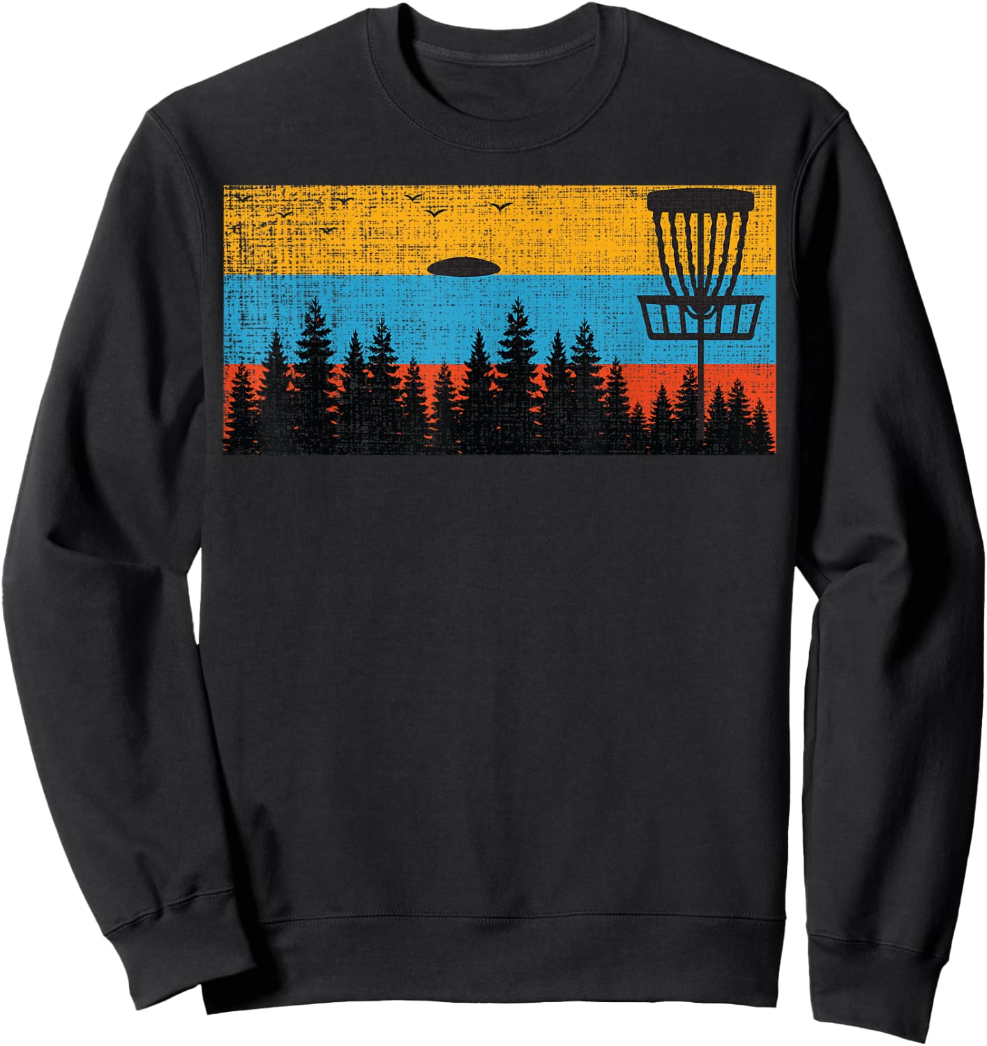 Retro Disc Golf Frolf Frisbee Vintage 70s 80s Style Sweatshirt - Sweatshirt | Black