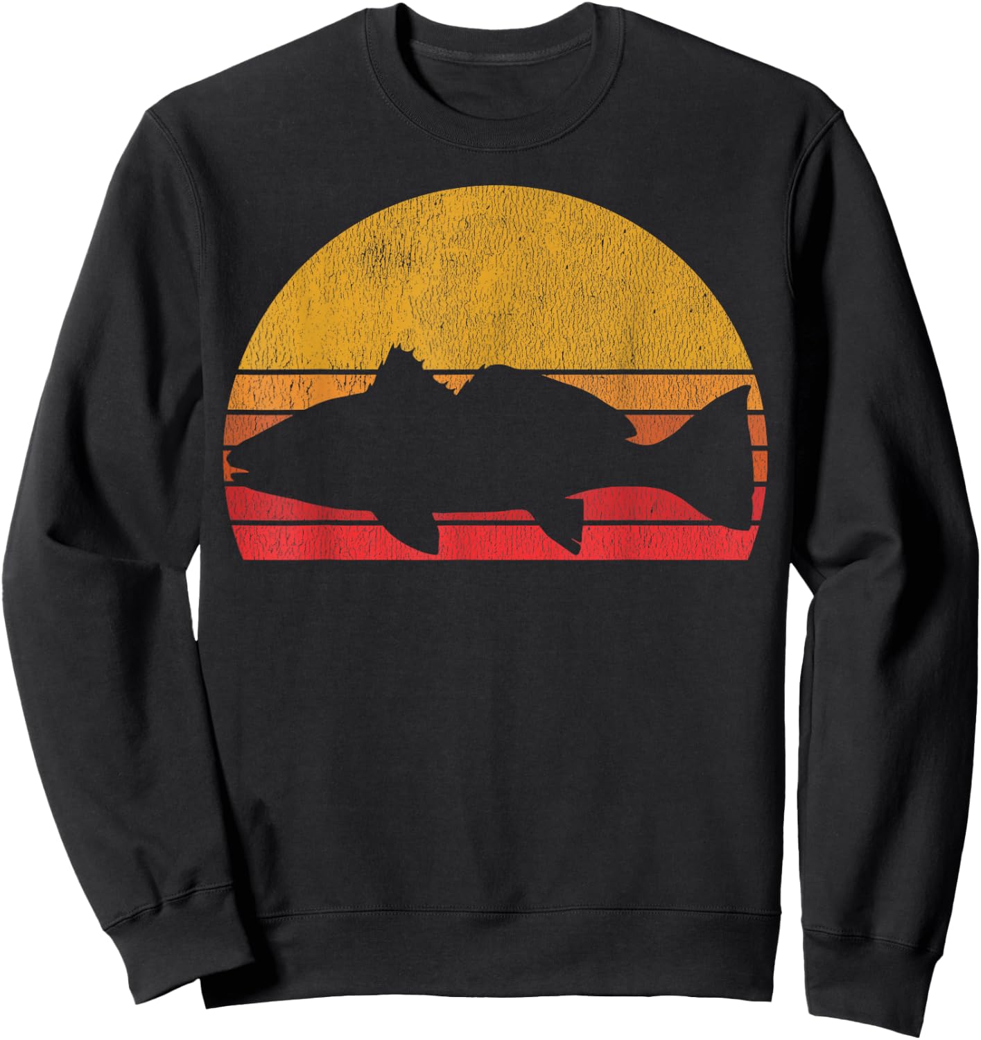 Redfish Retro Saltwater Fisherman Fishing Sweatshirt - Sweatshirt | Black