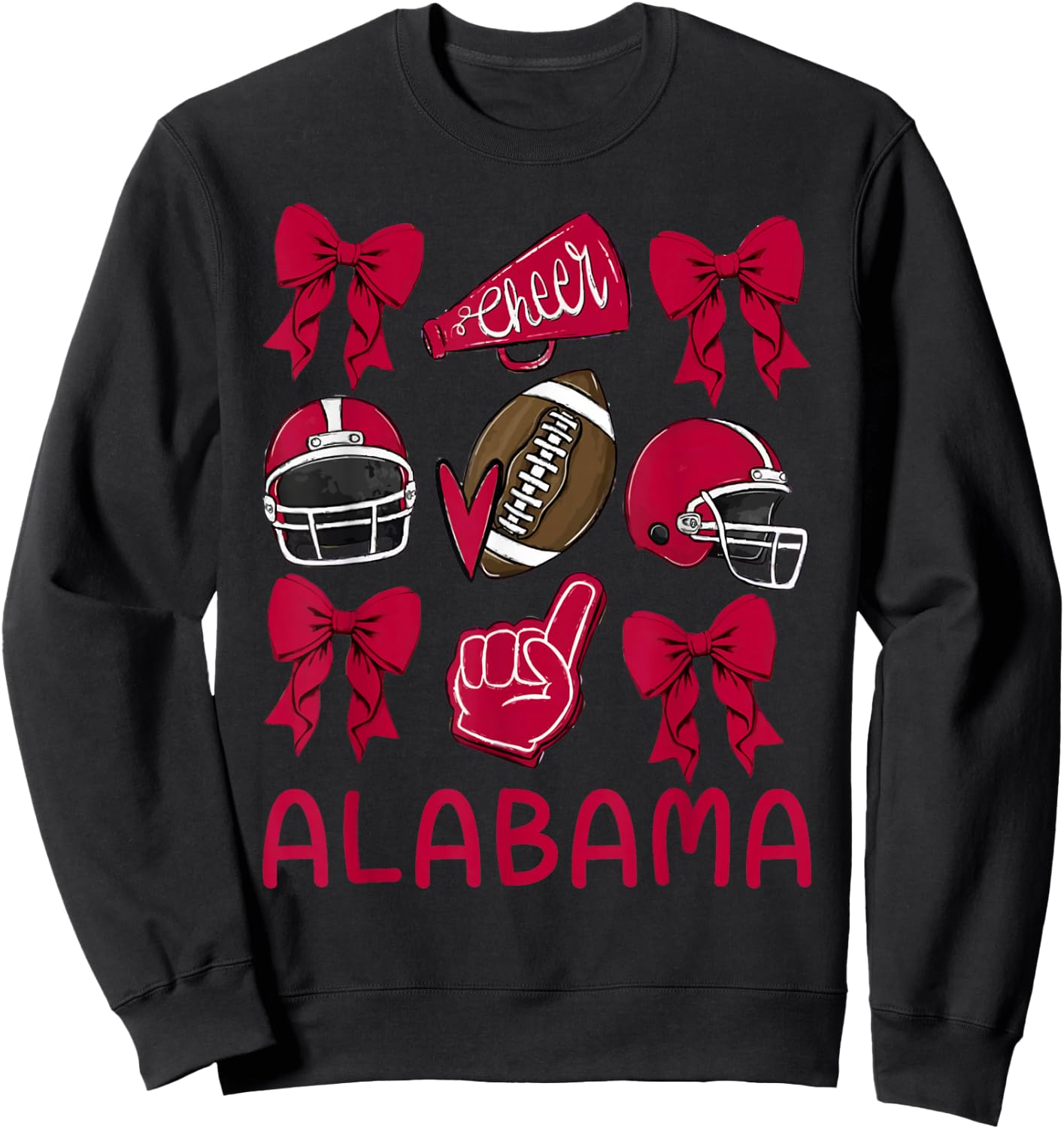 Alabama Women Girls Kids Sister Daughter Niece Coquette Bow Sweatshirt - Sweatshirt | Black
