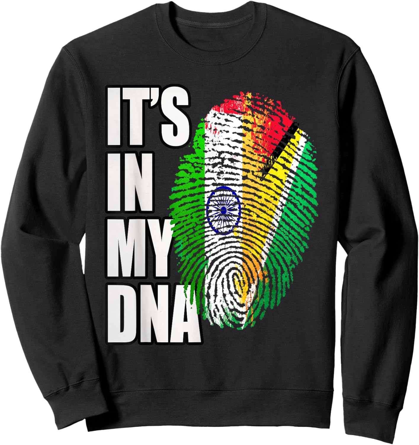 Guyanese and Indian DNA Heritage Flag Sweatshirt - Sweatshirt | Black