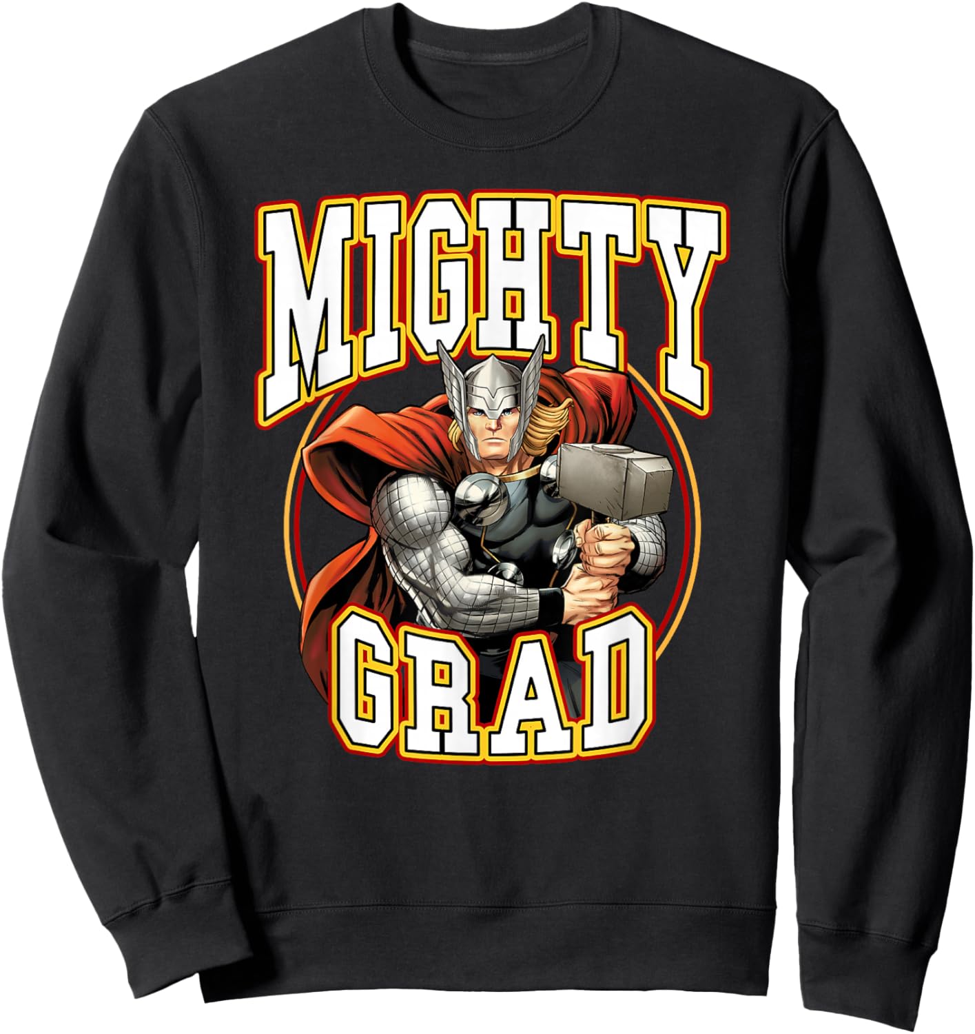 Marvel Avengers Mighty Grad Thor Epic Graduation Big Logo Sweatshirt - Sweatshirt | Black