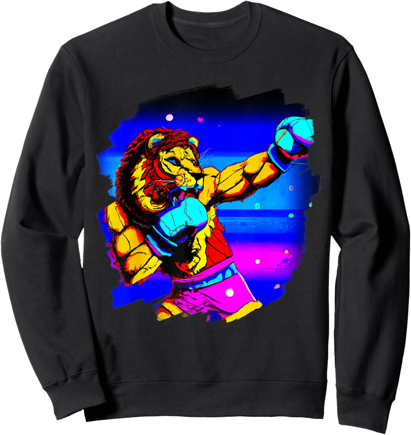 Lion Boxing Cool Funny Lion Boxing Boxer Sweatshirt - Sweatshirt | Black