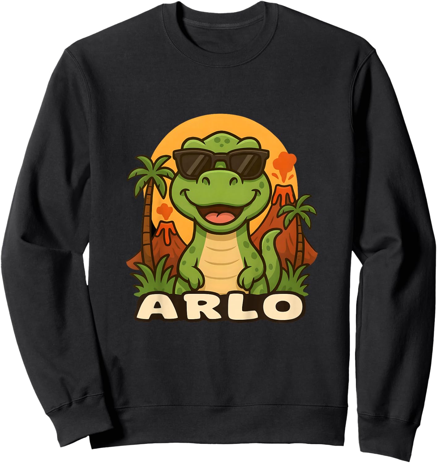 Kids Arlo - Dinosaur T-Rex Themed Design with Name for Kids Sweatshirt - Sweatshirt | Black