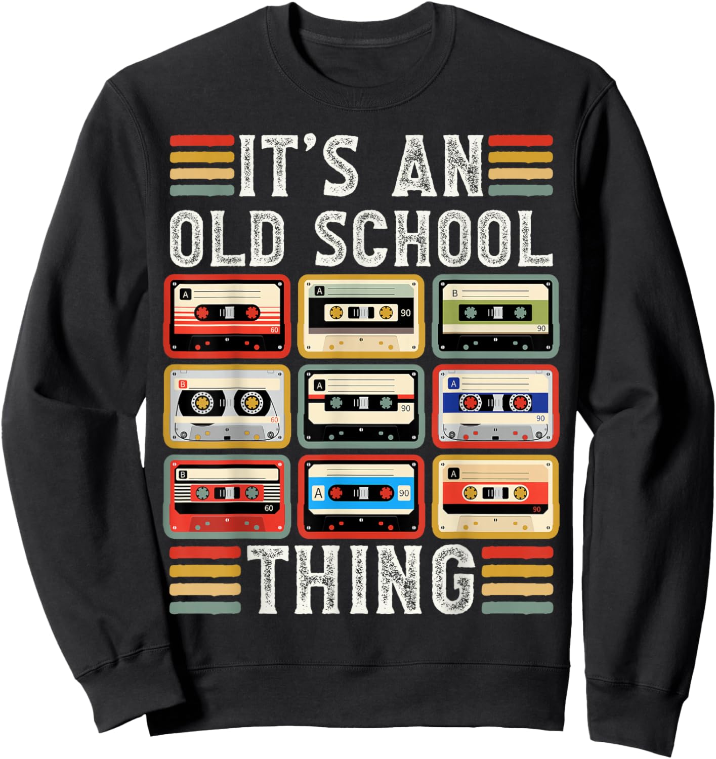 Retro Cassette Tape Music 80s 90s Men Women Boys Sweatshirt - Sweatshirt | Black