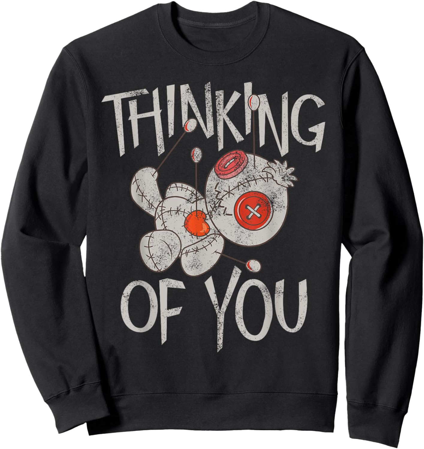 Funny Halloween Thinking of You Funny Voodoo Doll Graphic Sweatshirt - Sweatshirt | Black