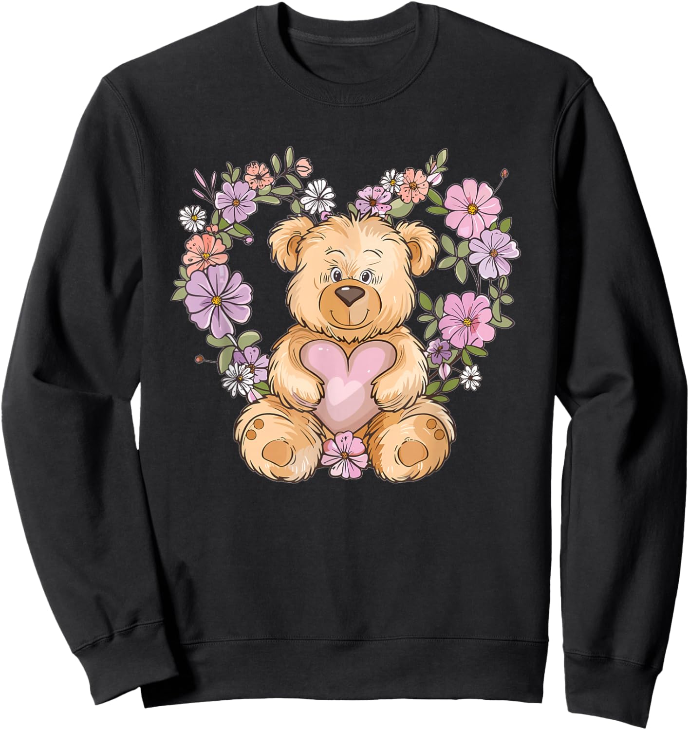Cartoon Teddy I Cute Teddy Bear Sweatshirt - Sweatshirt | Black