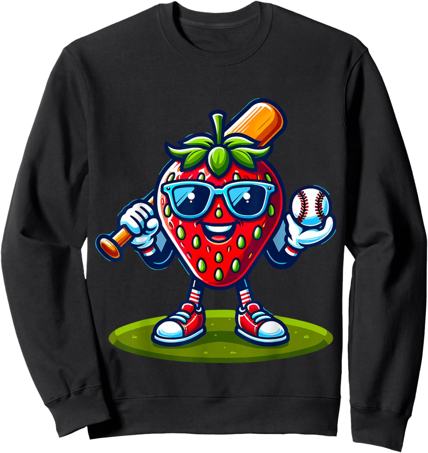 Strawberry Baseball Player Sweatshirt - Sweatshirt | Black