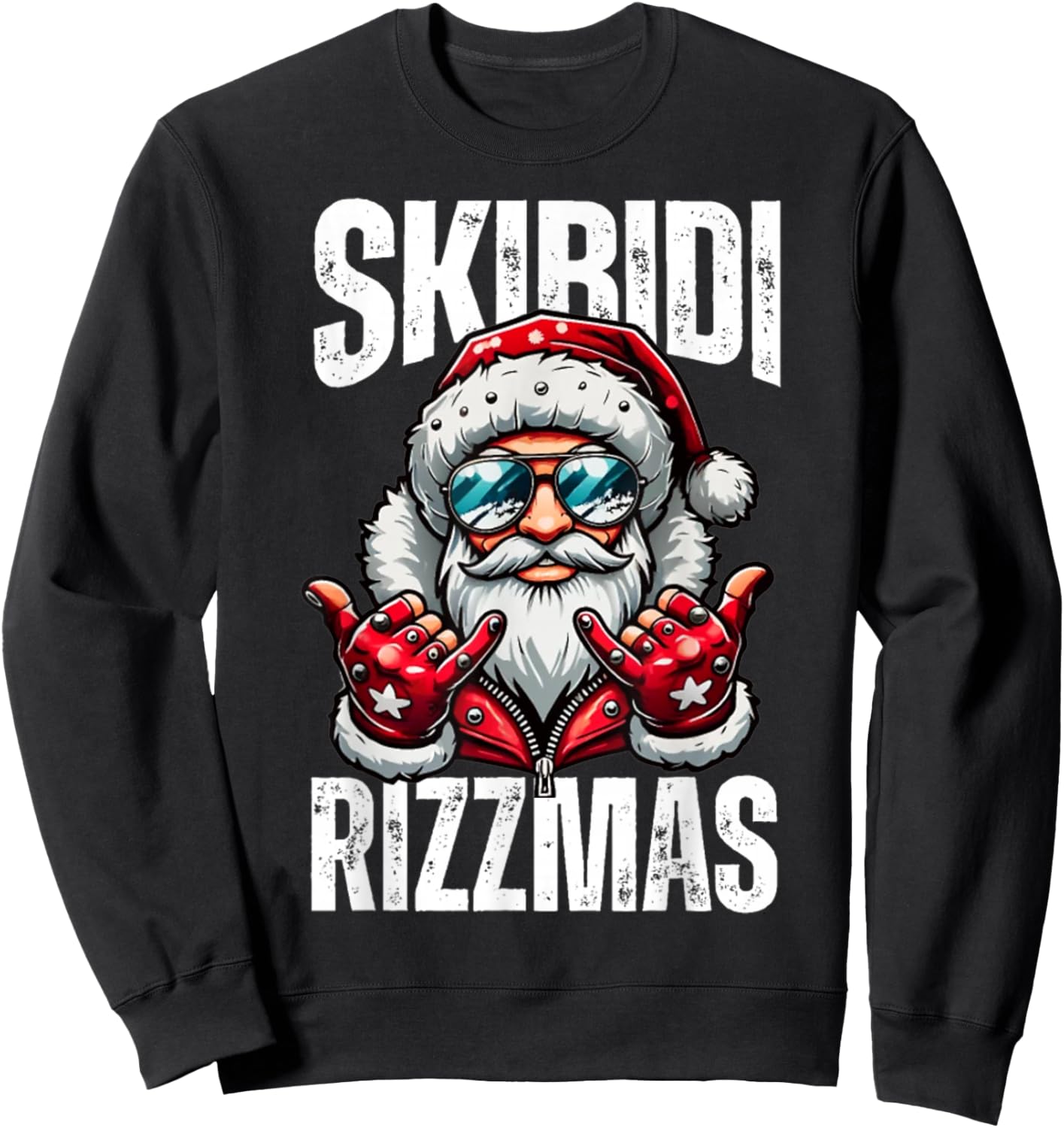 Funny Christmas Rizz Santa Skibidi Rizzmas Sweatshirt - Sweatshirt | Black