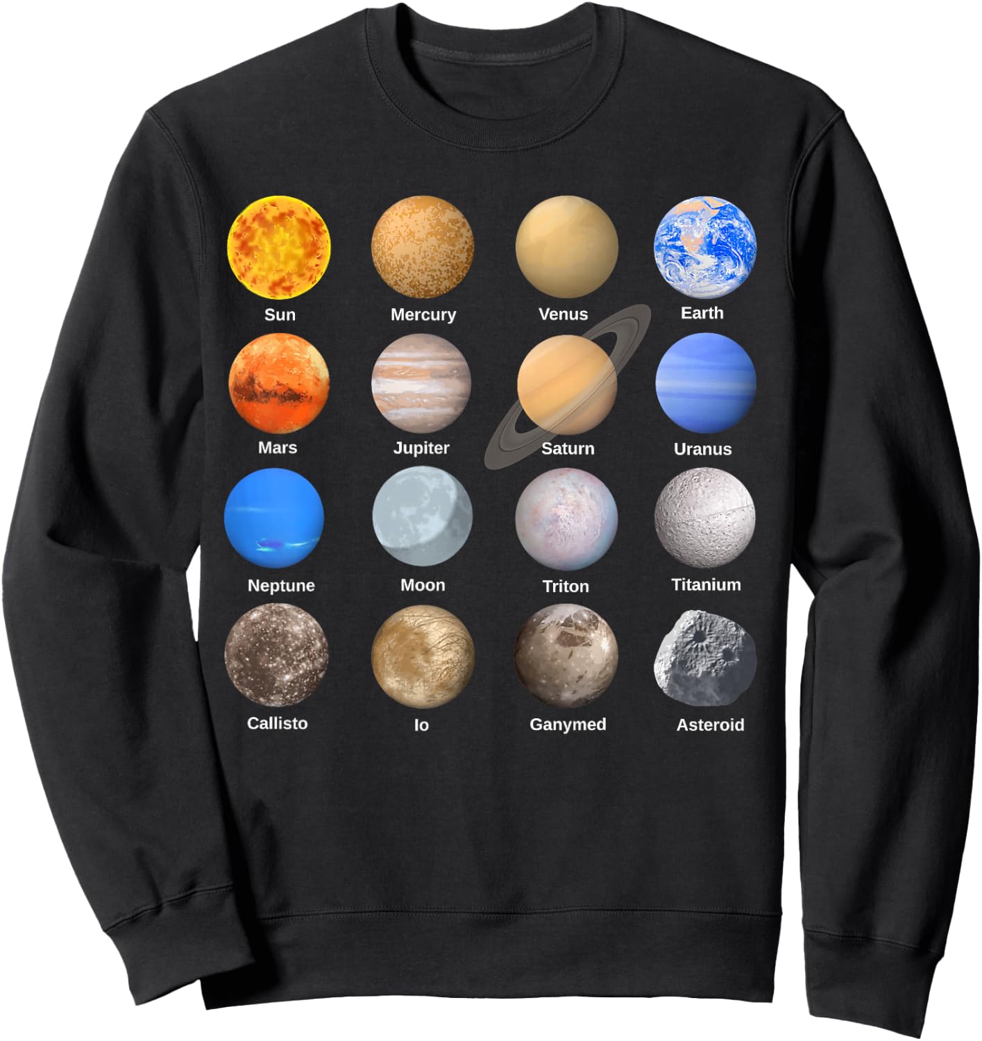 Solar System Planets Science Space Boys Girls STEM Kids Sweatshirt - Sweatshirt | Black