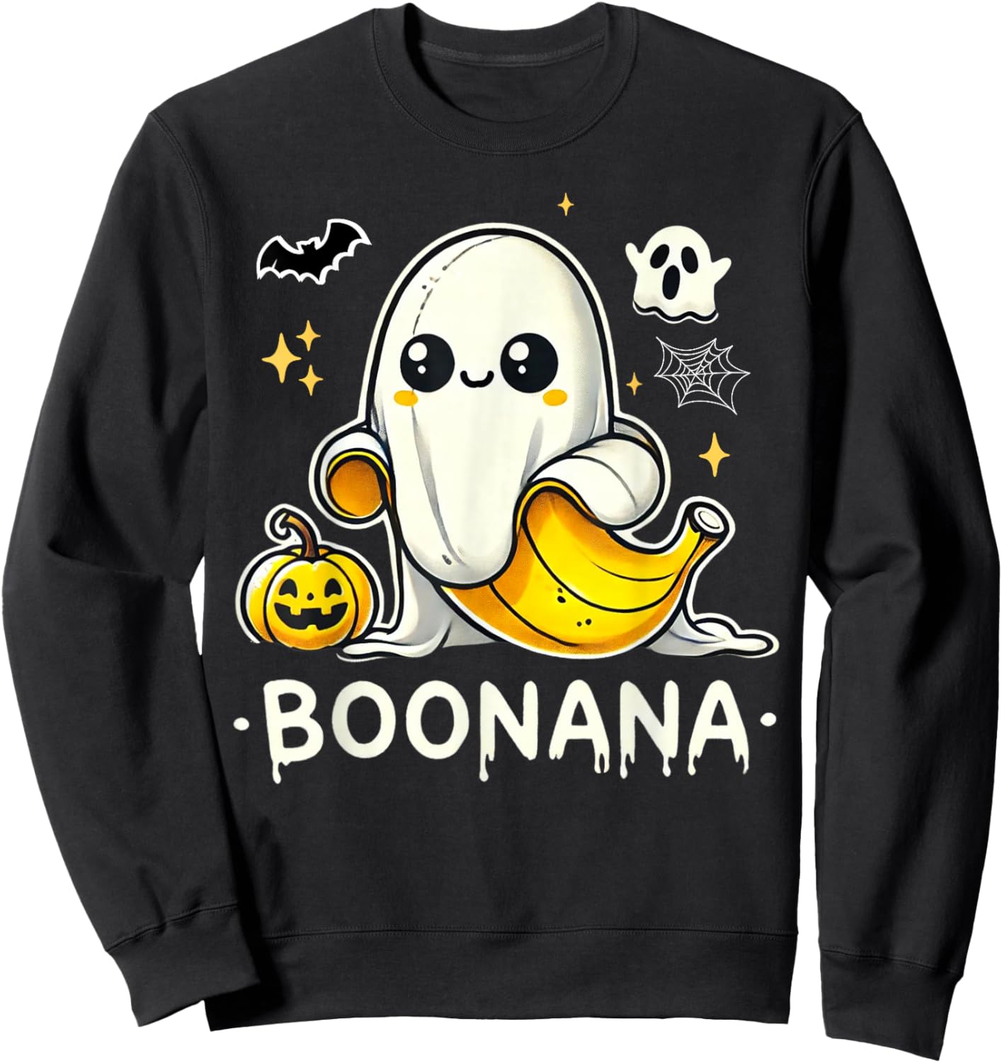 Boonana Cute Ghost Banana Halloween Costume Men Women Sweatshirt - Sweatshirt | Black