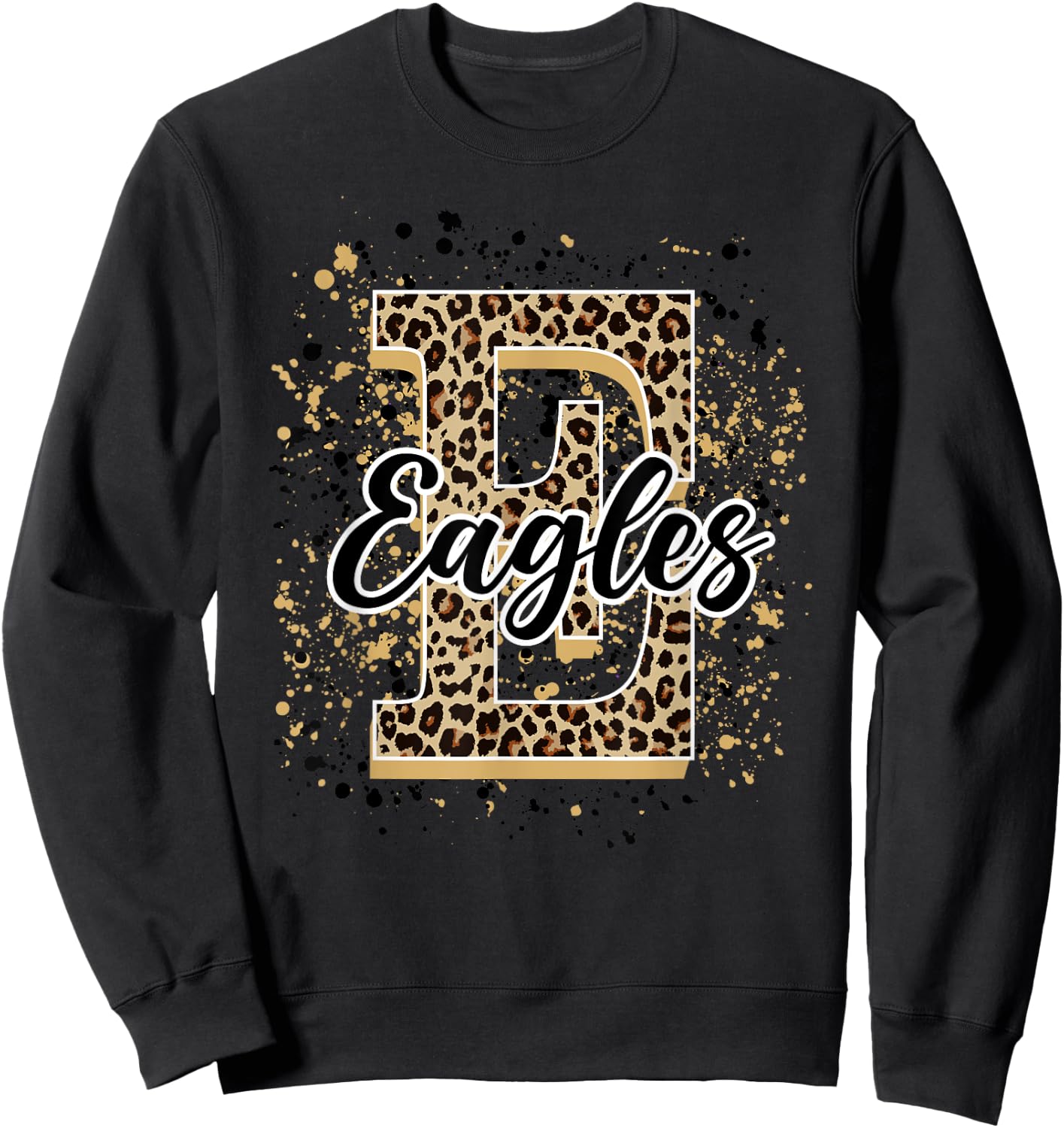 Eagles Splatter School Spirit Eagle Pride Gold Black Eagles Sweatshirt - Sweatshirt | Black