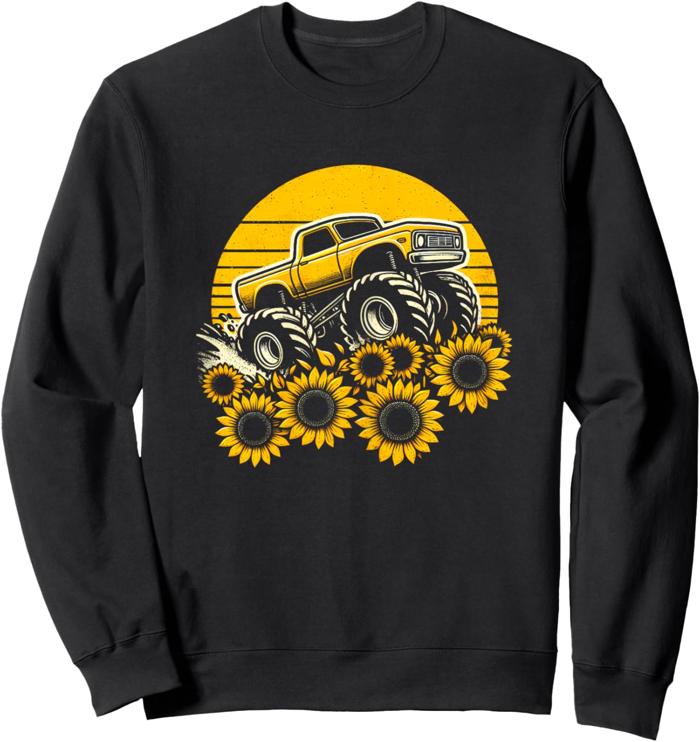 Happy Mother's Day Toddler Sunflower Monster Truck Kids Boys Sweatshirt - Sweatshirt | Black