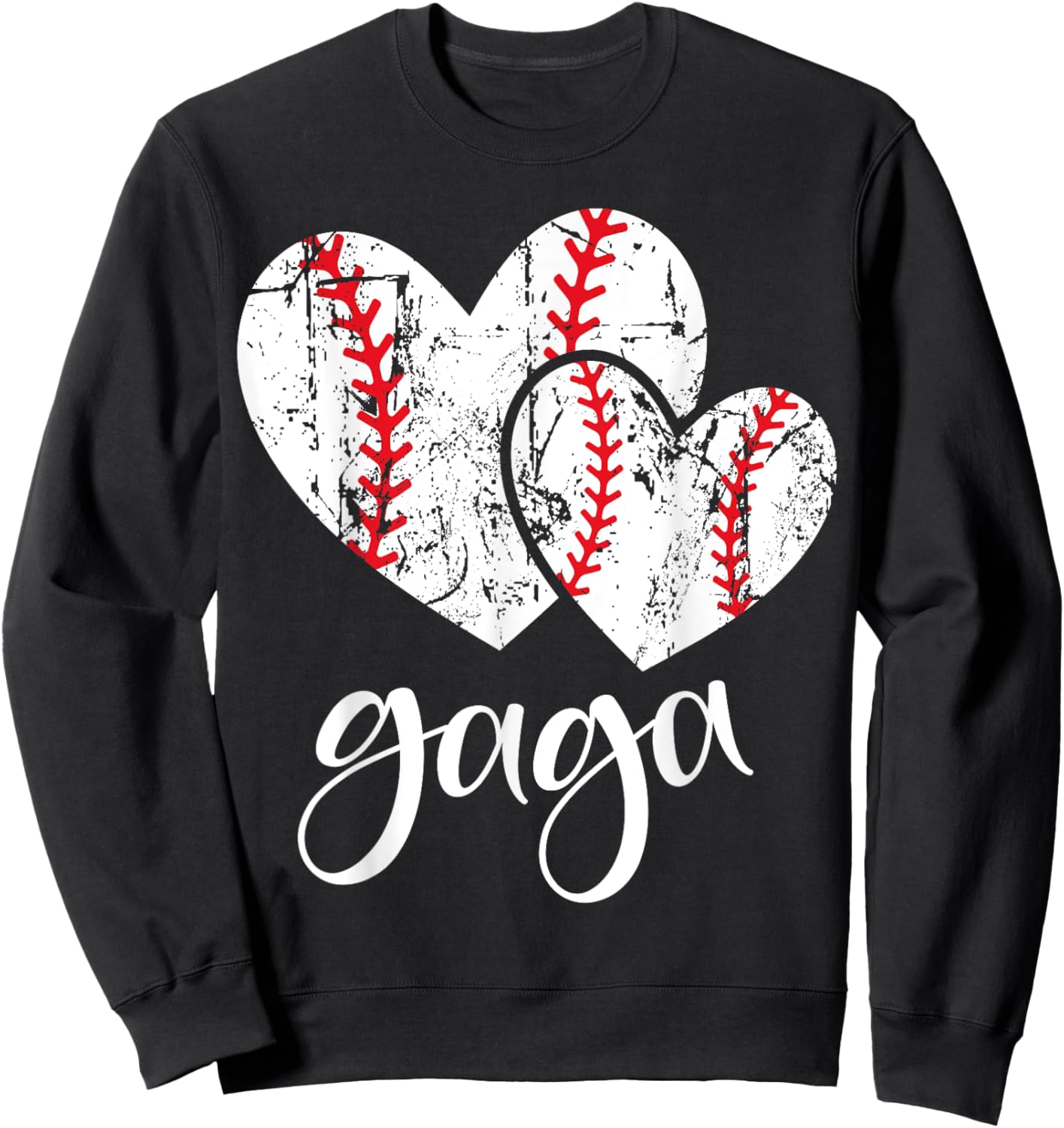 Baseball Gaga Heart Ball Funny Proud Grandma Mother's Day Sweatshirt - Sweatshirt | Black