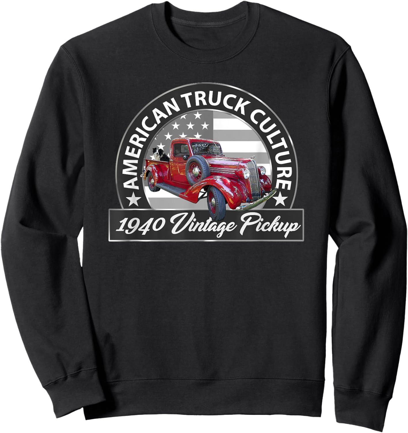 1940 Vintage Red Pickup Truck, Vintage Pre-war Era, Car Guys Sweatshirt - Sweatshirt | Black