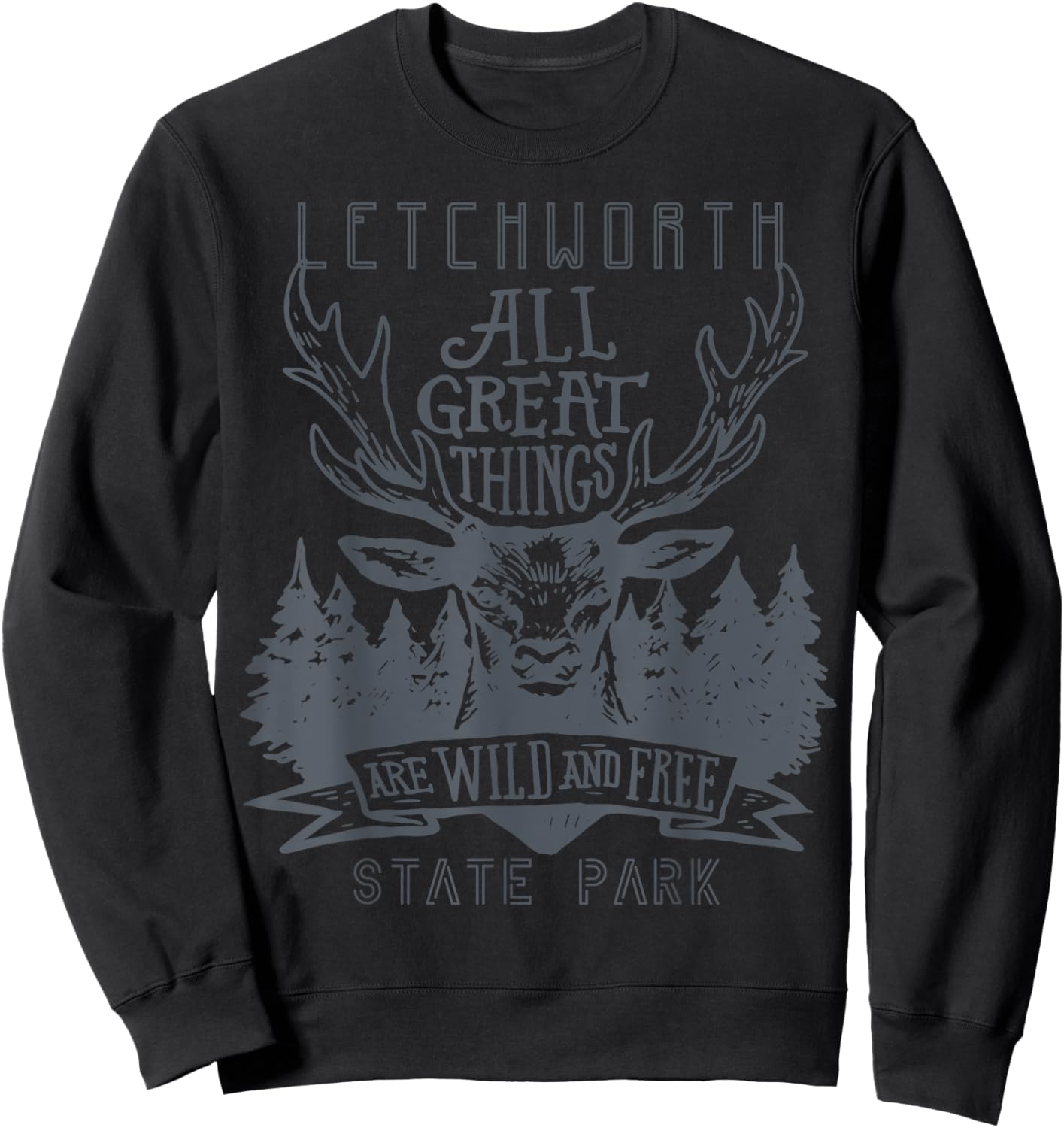 Forest New York Letchworth State Park Camping Moose Hiking Sweatshirt - Sweatshirt | Black