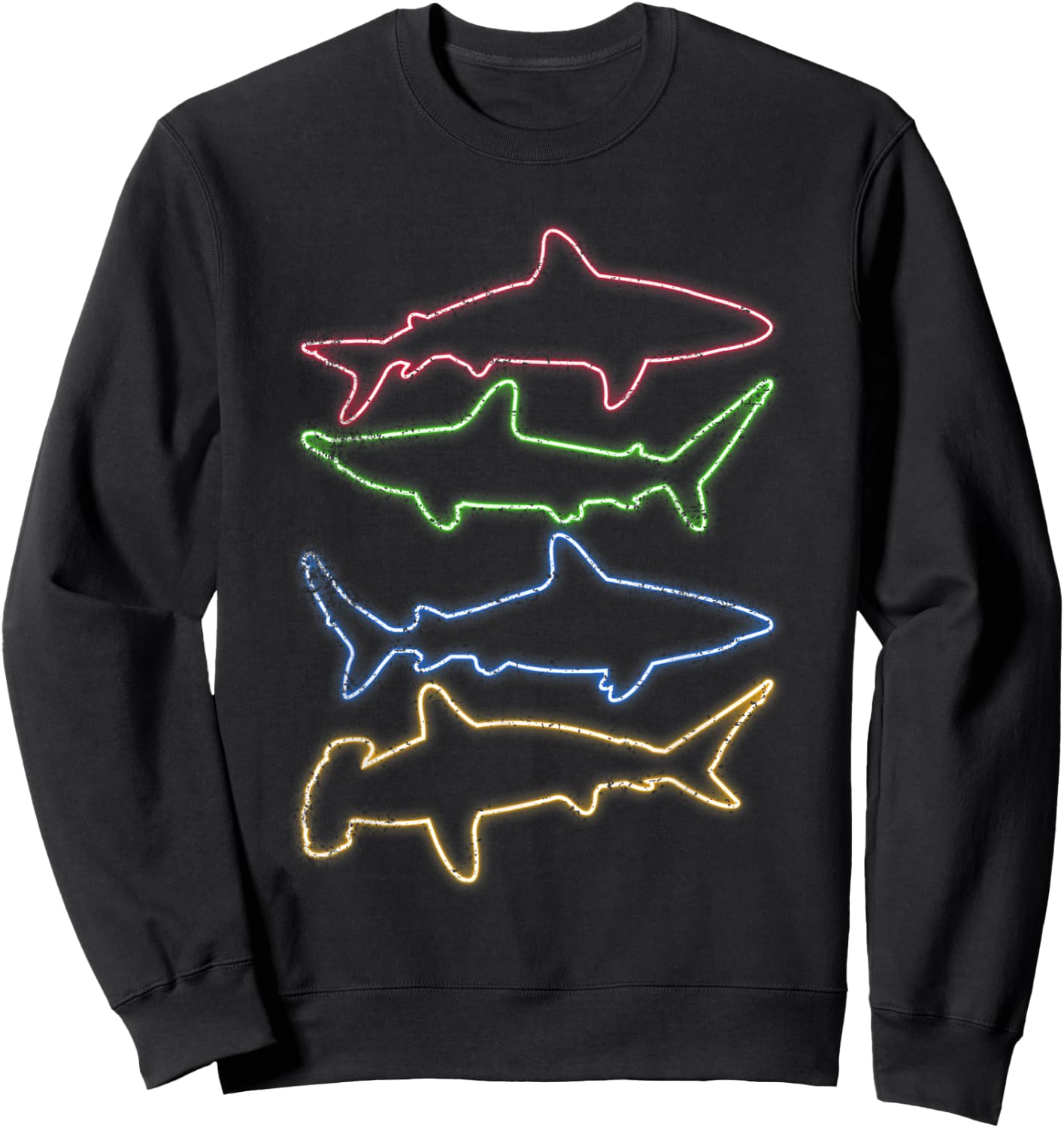 Sea Monster Colorful Ocean Animals Predator Shark Sweatshirt - Sweatshirt | Black