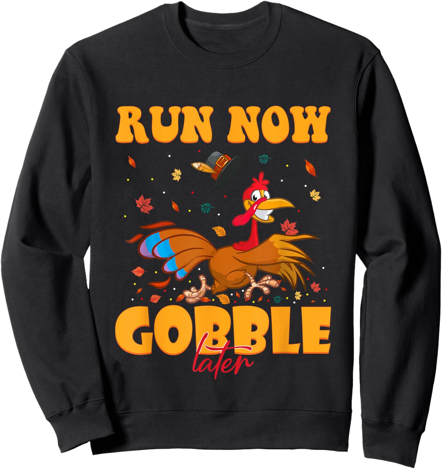 Turkey Trot Gear Costume Kids Thanksgiving Turkey Running Sweatshirt - Sweatshirt | Black