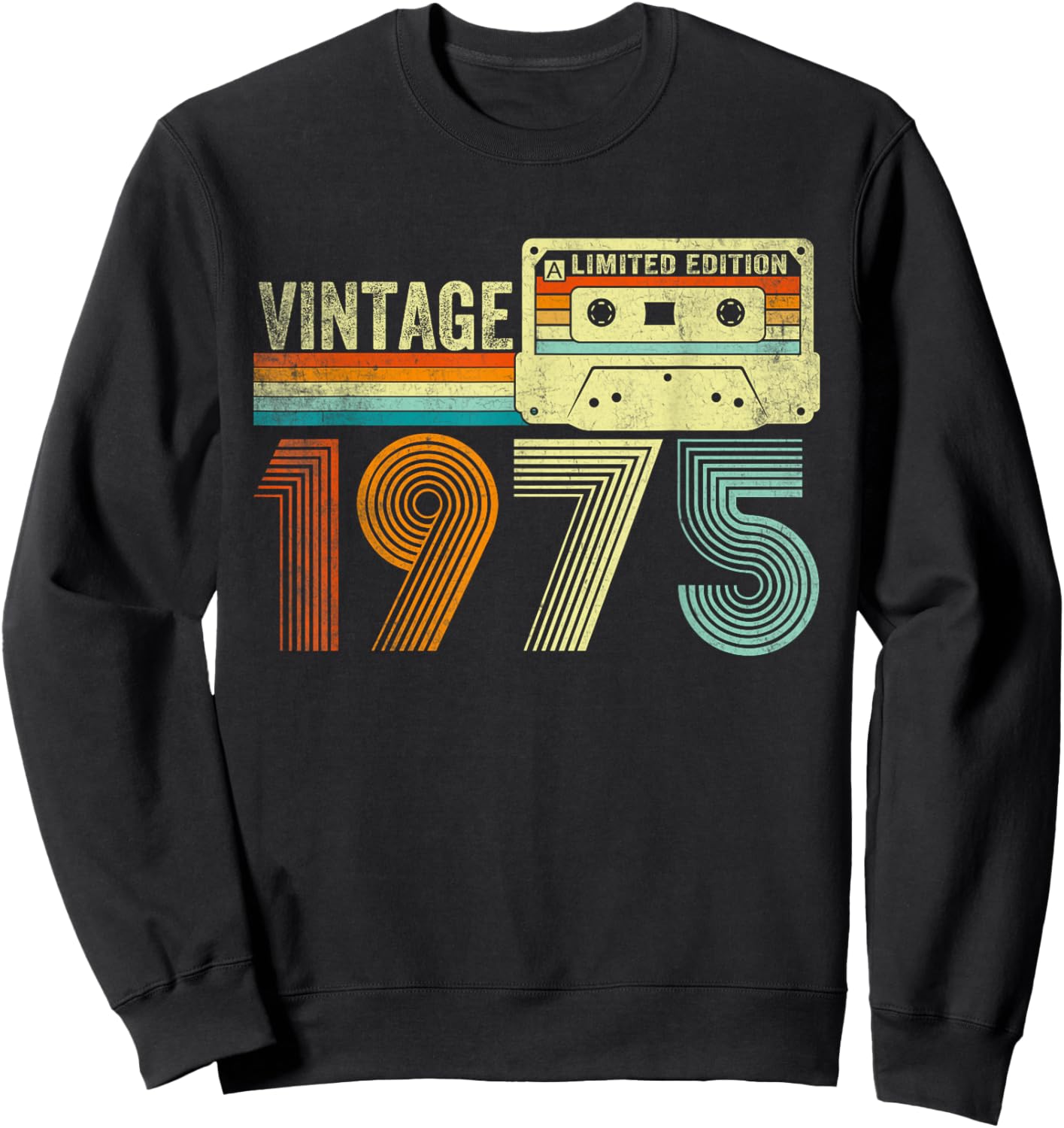 Vintage 1975 Cassette Tape 50th Birthday Gifts 50 Years Old Sweatshirt - Sweatshirt | Black