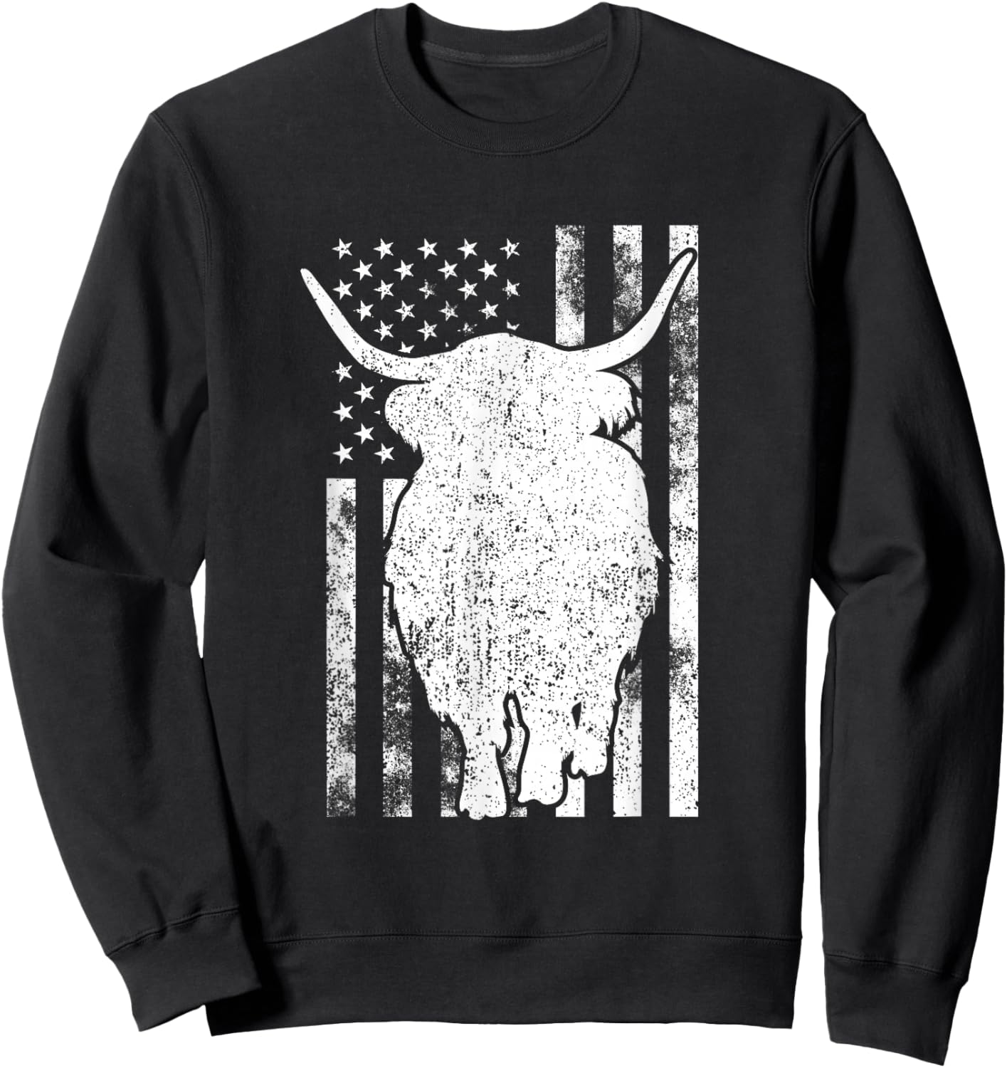 American Flag - Scottish Highland Cow For Cattle Farmer Sweatshirt - Sweatshirt | Black