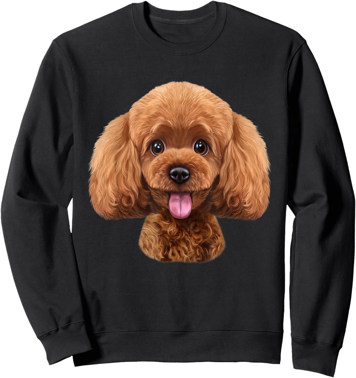 Happy Toy Poodle Dog Smiling Face Sweatshirt - Sweatshirt | Black
