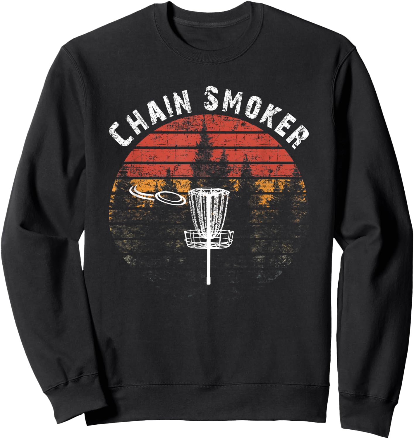 Chain Smoker Funny Disc Golf Frisbee Golfer Vintage Gift Sweatshirt - Sweatshirt | Black