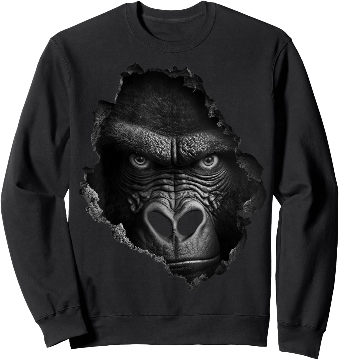 Gorilla Face Wall Animal Print Art Animal Lover Gorilla Sweatshirt - Sweatshirt | Black