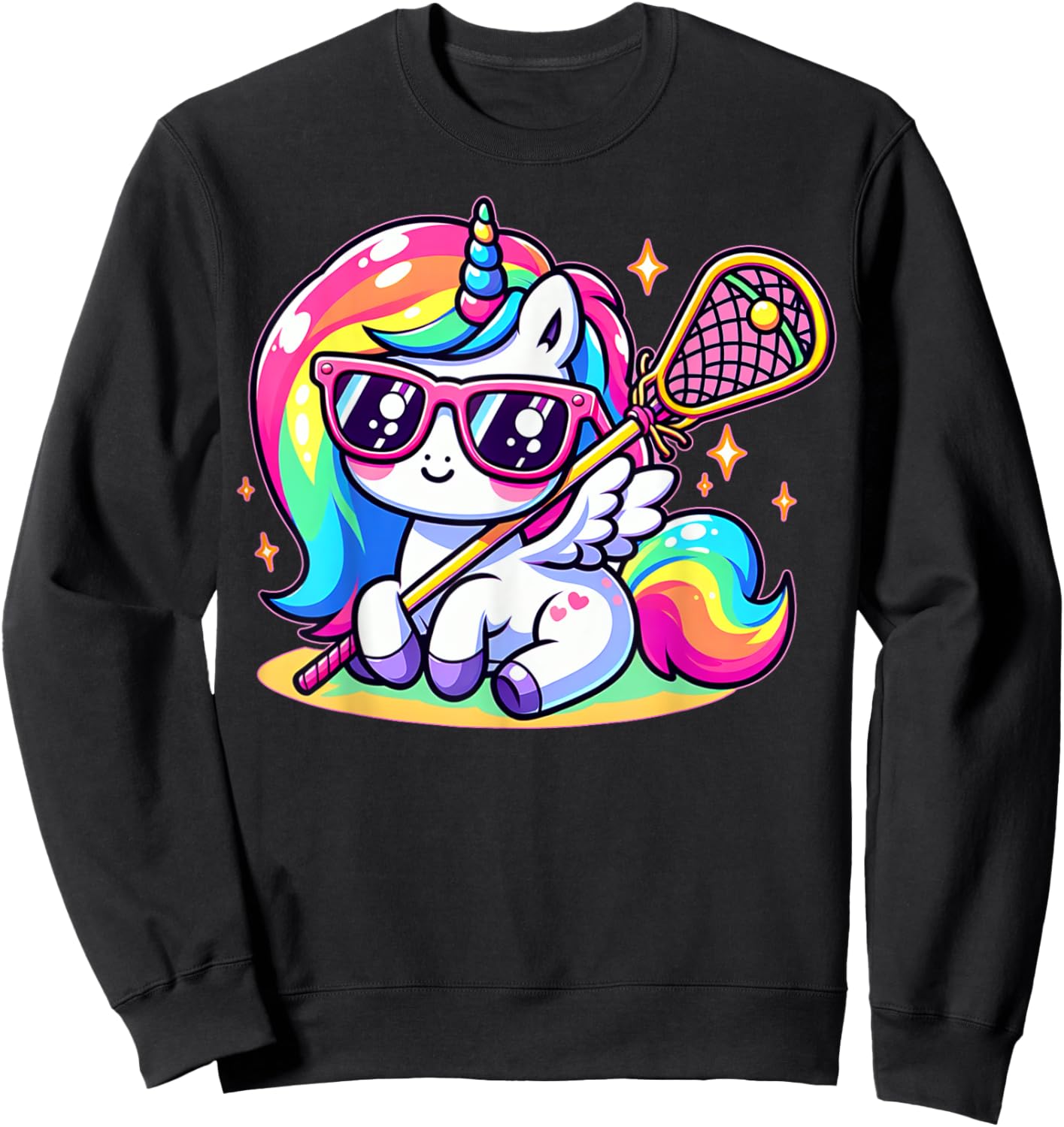 Funny Unicorn Lax Lacrosse Men Boys Girls Youth Teens Sports Sweatshirt - Sweatshirt | Black