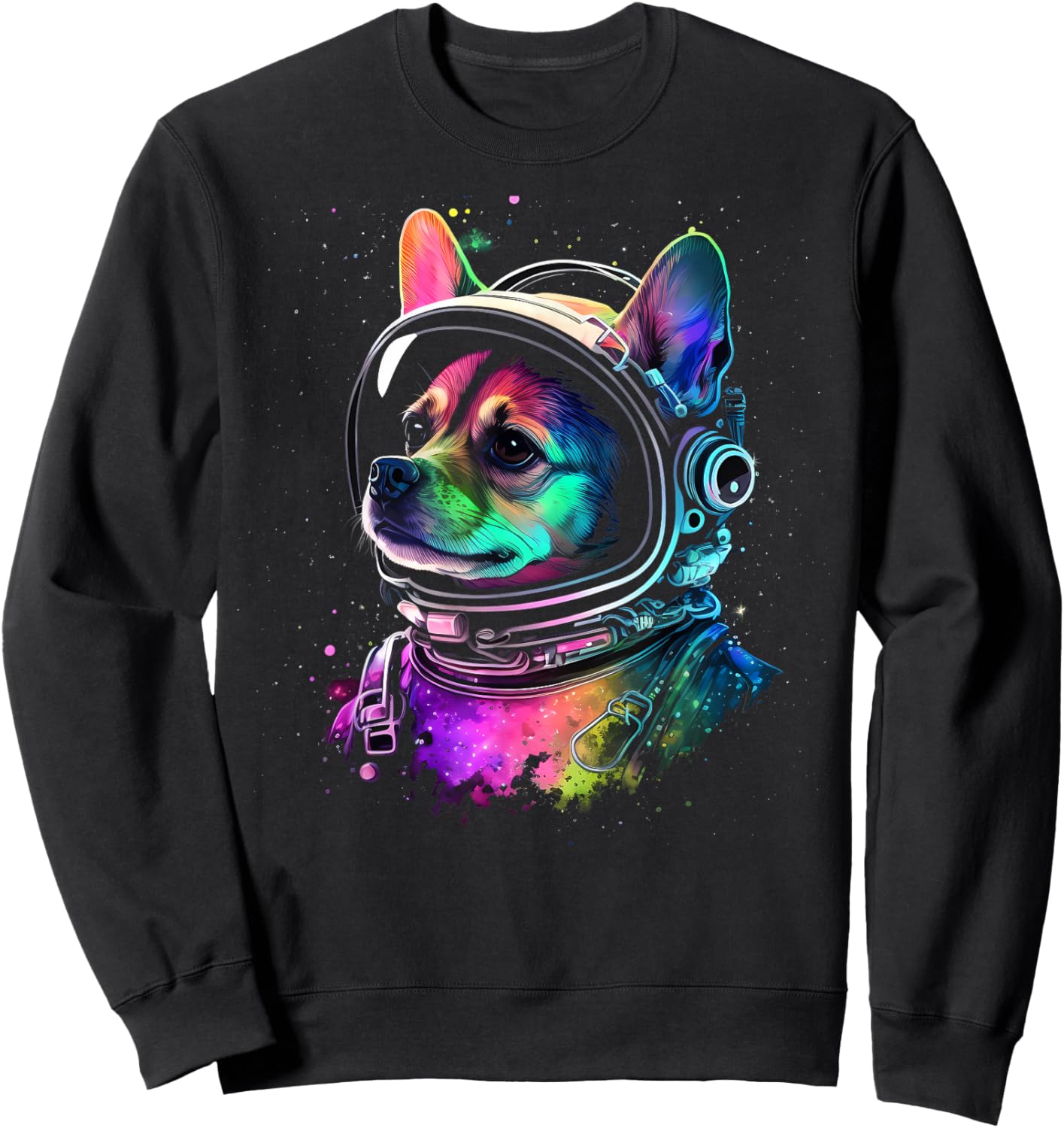 Chihuahua in Space Cute Colorful Cosmic Astronaut Funny Sweatshirt - Sweatshirt | Black