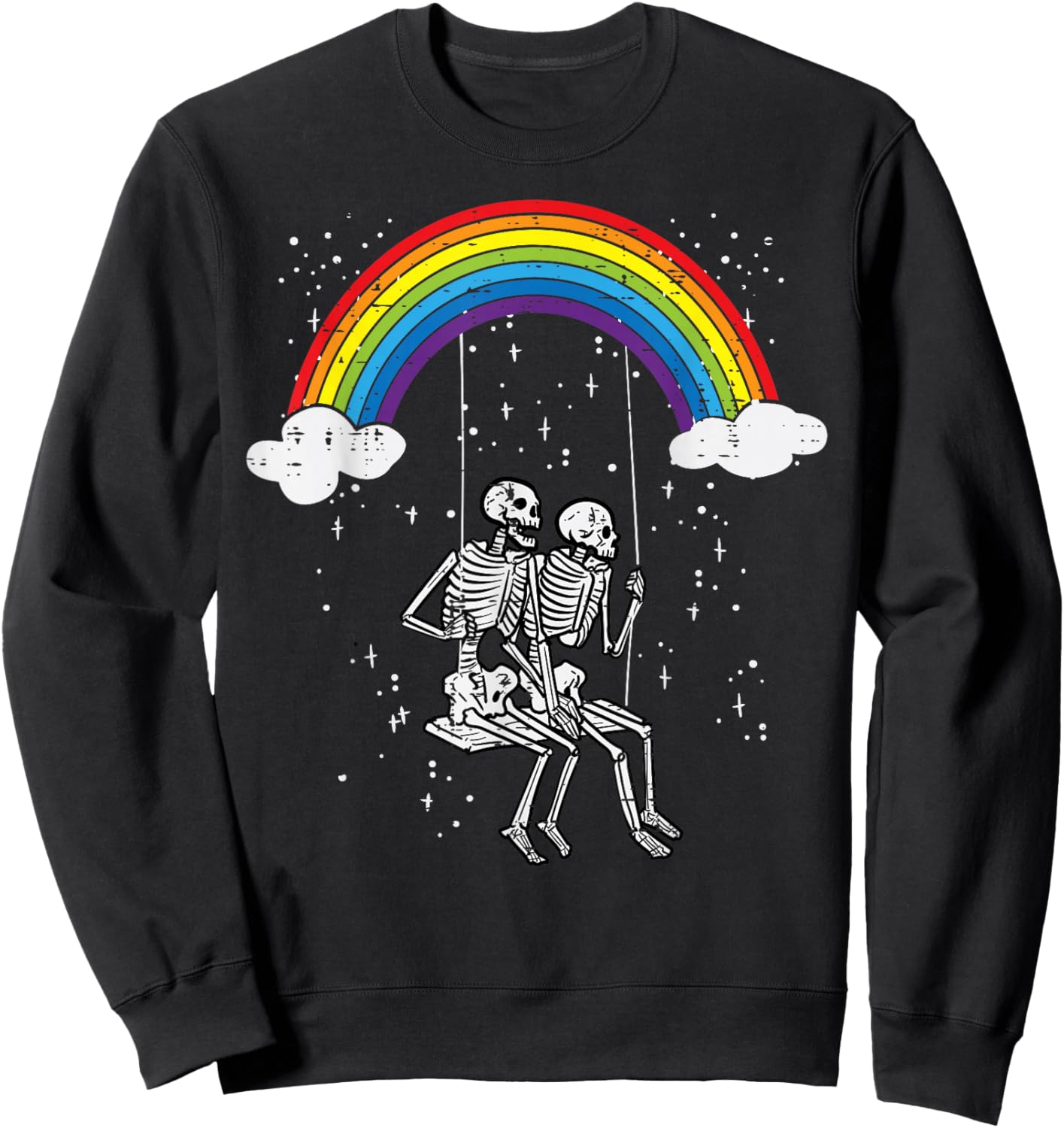 Halloween Skeletons Couple Rainbow Swing Costume Women Men Sweatshirt - Sweatshirt | Black