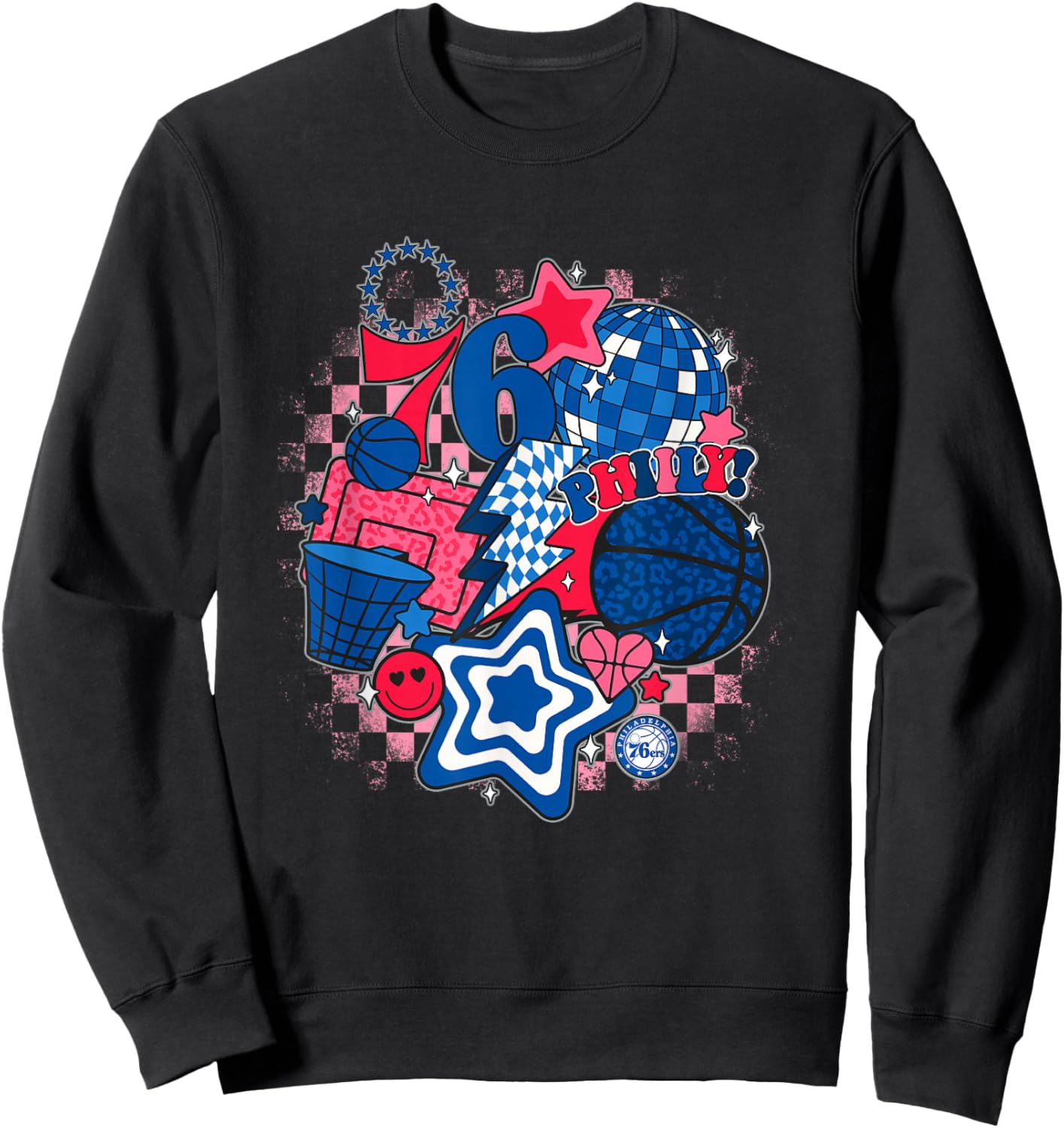 NBA Philadelphia 76ers Psychedelic Basketball Collage Sweatshirt - Sweatshirt | Black